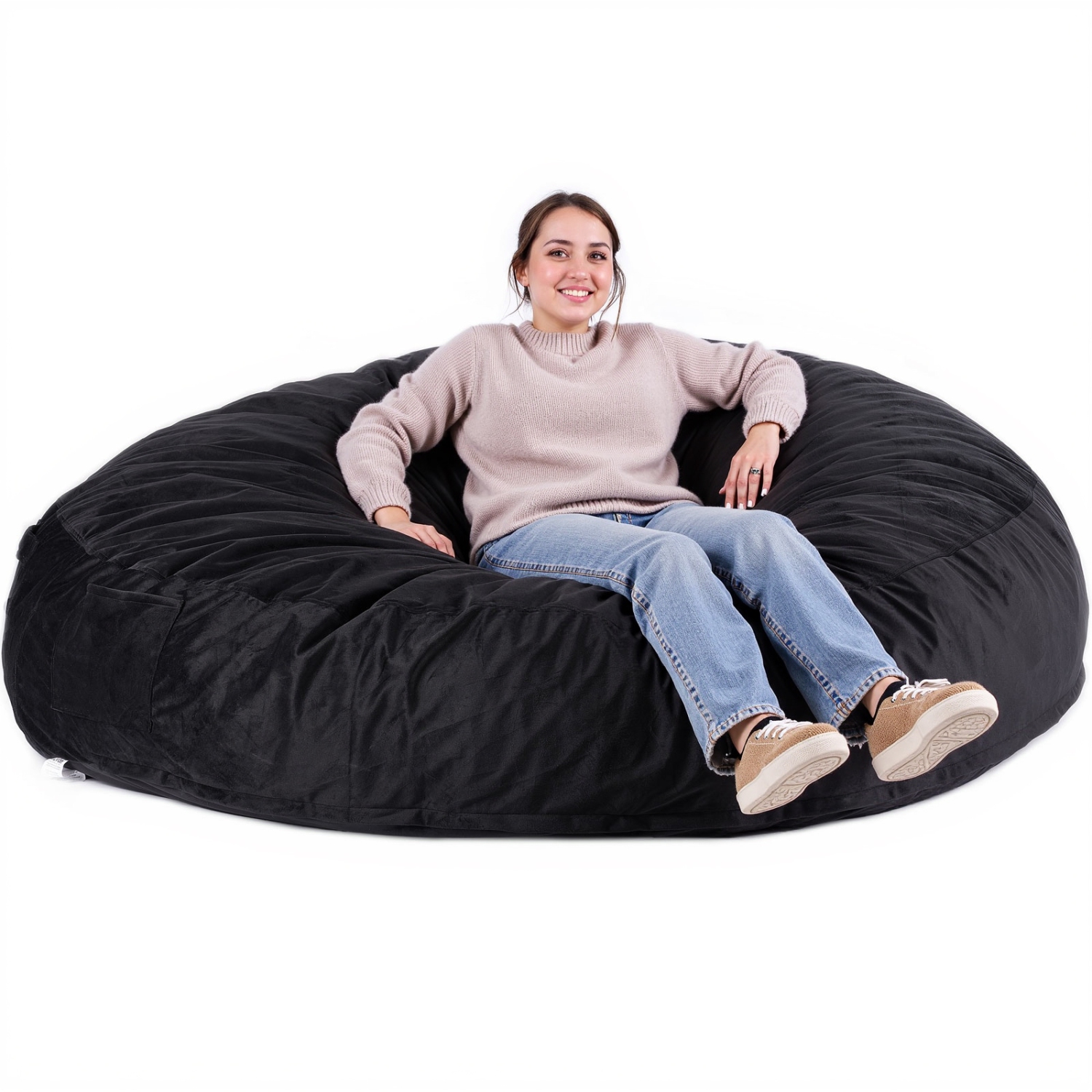 VEVOR Bean Bag Chair, Giant BeanBag Chair with Removable & Washable Cover for Adult, Dutch Velvet & High-Density Foam Filling Round Bean Bag with