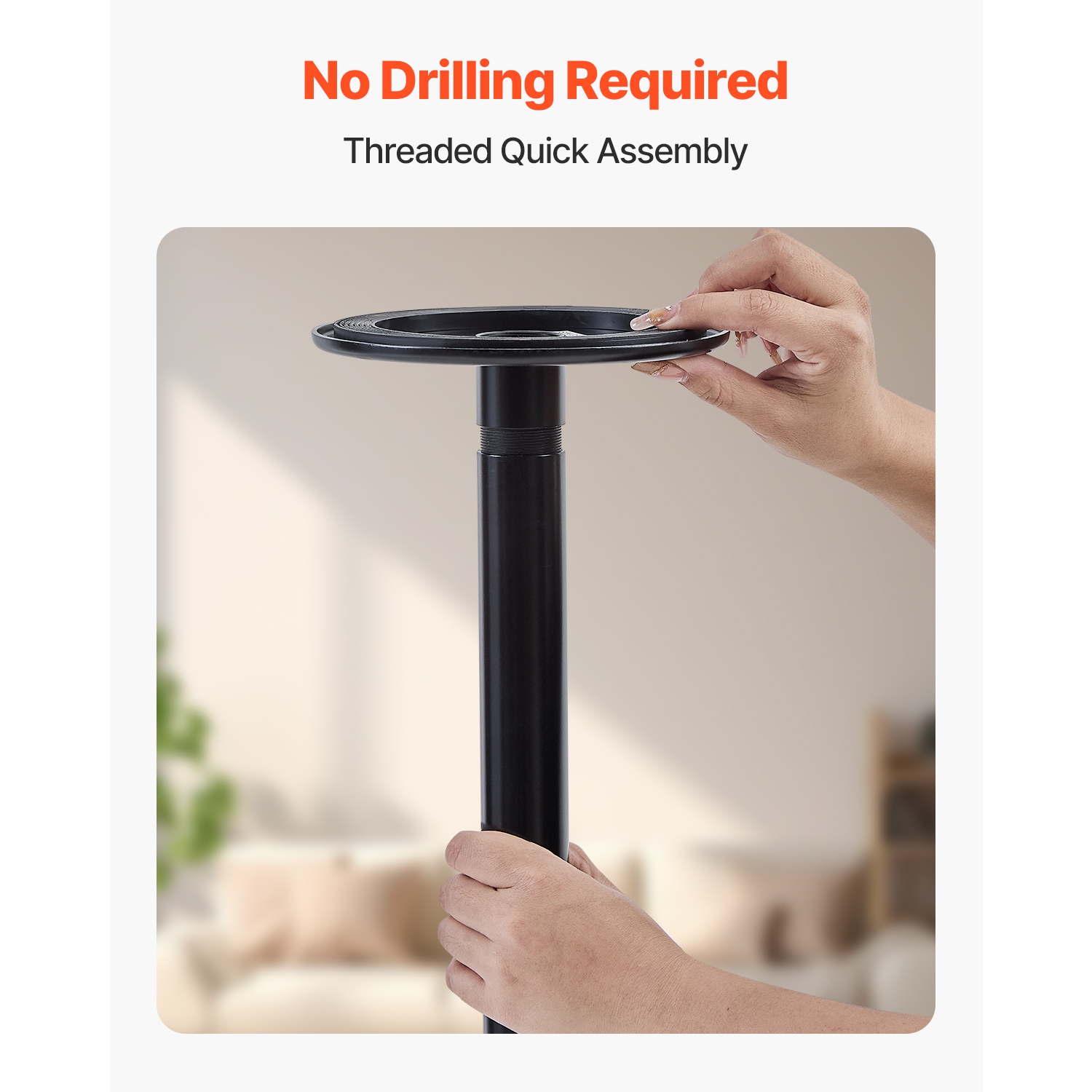 VEVOR Floor-to-Ceiling Transfer Pole, Tension Mounted Bathroom Grab Bar with Anti-Slip Curve Handle, 300 Lbs Capacity Security Pole, Senior Safety