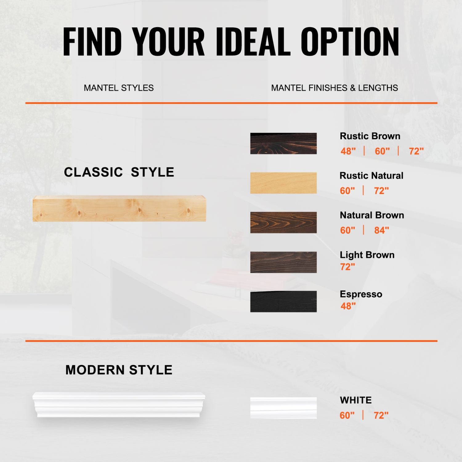 VEVOR 72"x8"x5" Fireplace Mantel, 50 lbs Weight Capacity, Natural Wood Mantel for Over Fireplace, Wall Mounted Floating Farmhouse Shelf, Handcrafted