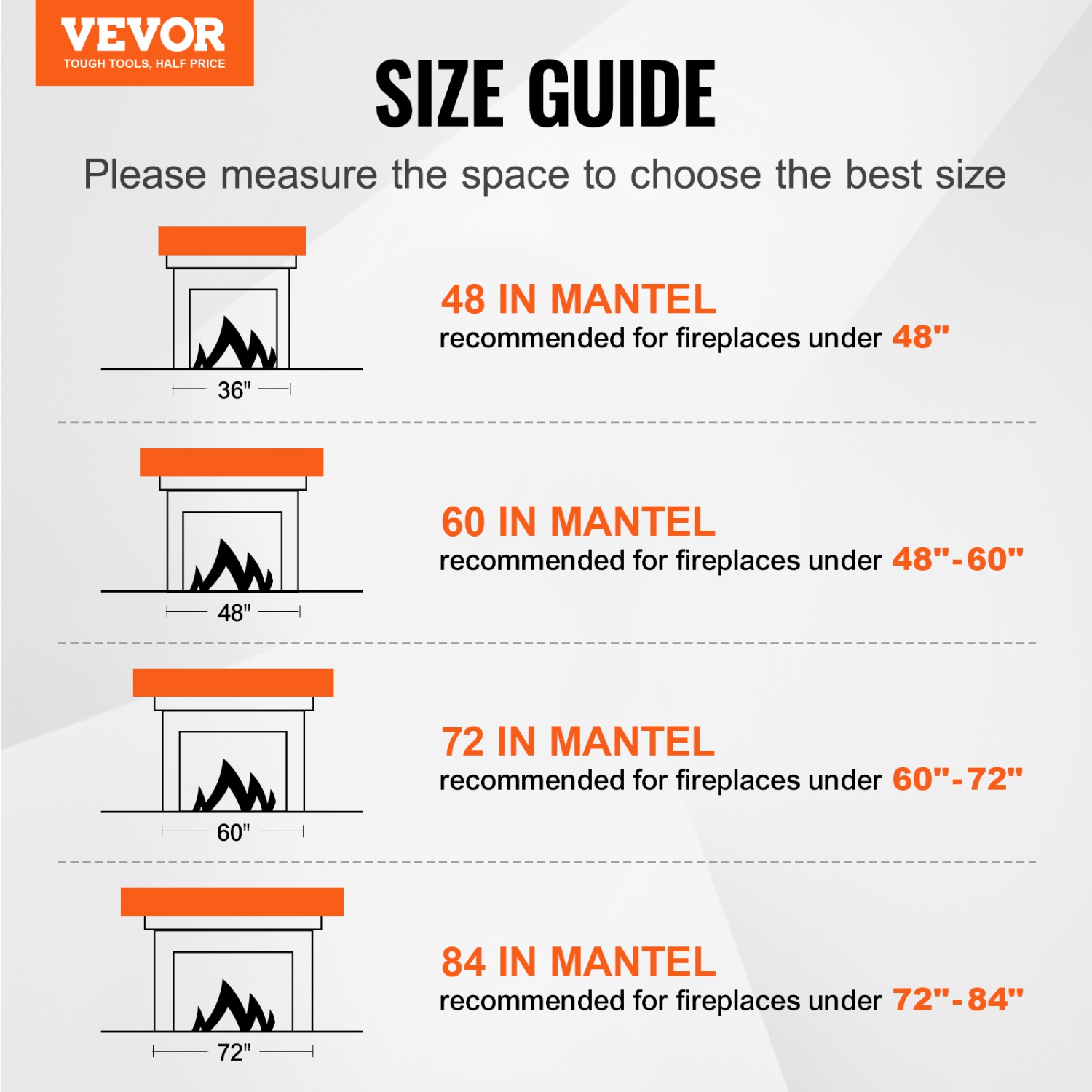 VEVOR 72"x8"x5" Fireplace Mantel, 50 lbs Weight Capacity, Natural Wood Mantel for Over Fireplace, Wall Mounted Floating Farmhouse Shelf, Handcrafted