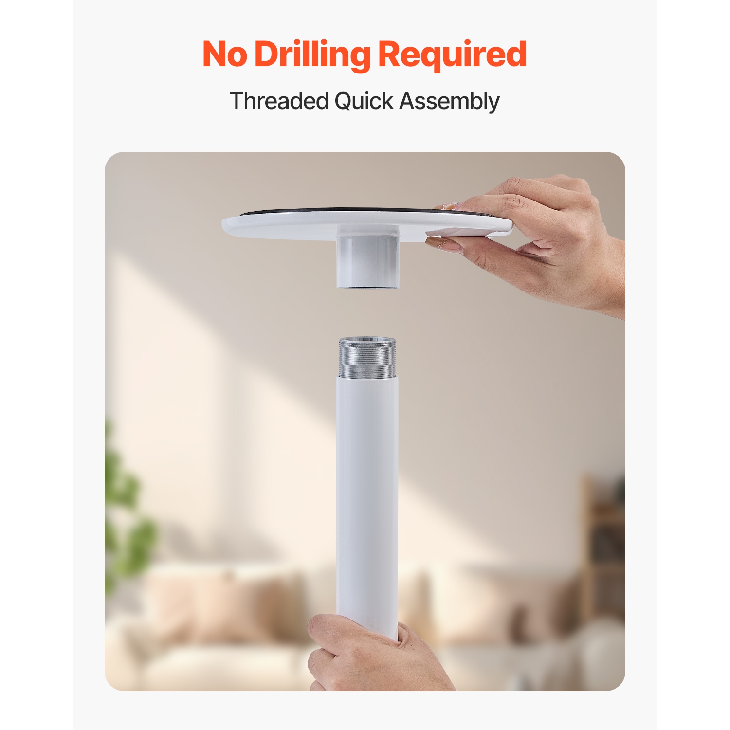 VEVOR Floor-to-Ceiling Transfer Pole, Tension Mounted Bathroom Grab Bar with Anti-Slip Curve Handle, 300 Lbs Capacity Security Pole, Senior Safety