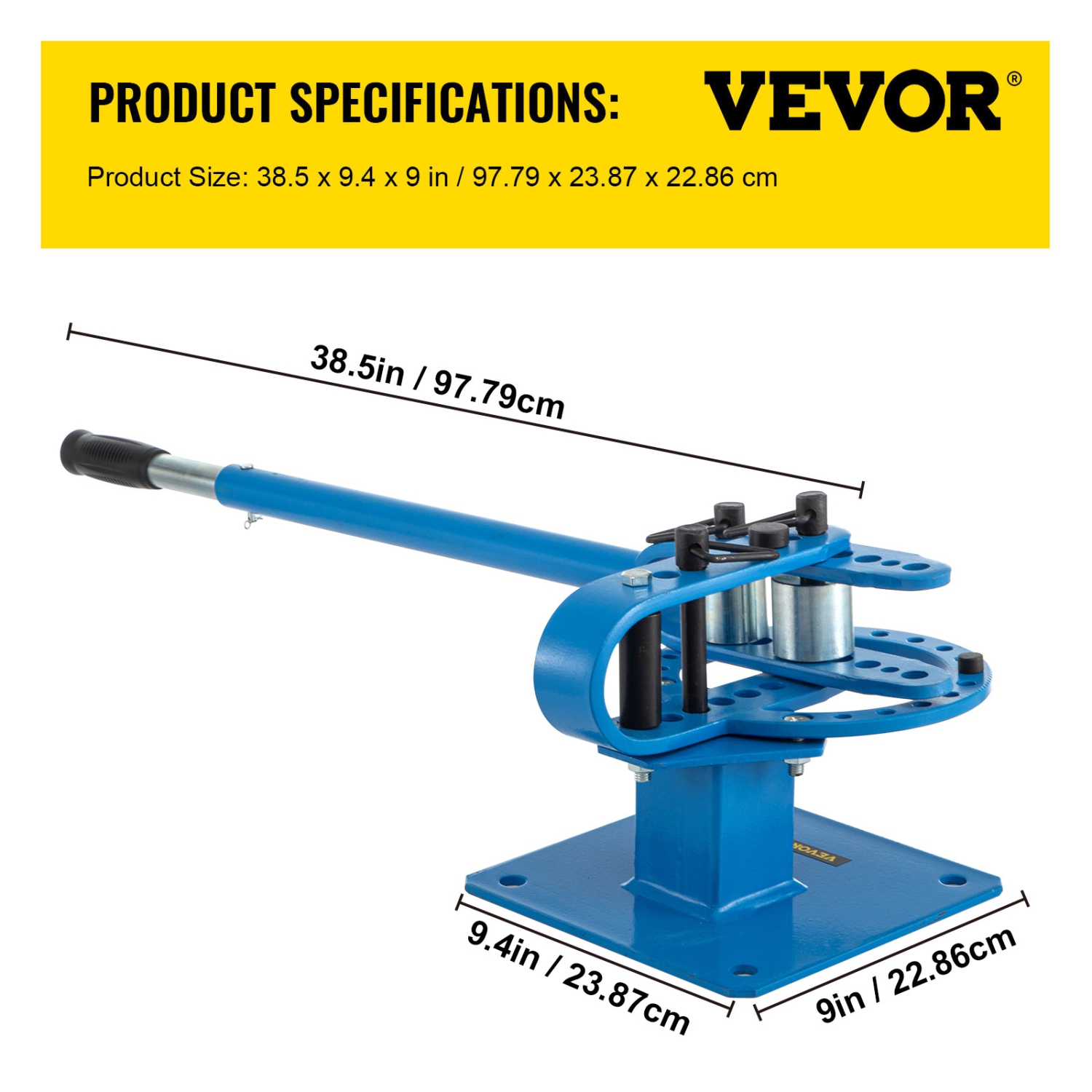 VEVOR YP-9 Manual Bench Top Compact Bender Pipe Bending Machine 7 Dies 1-3inch Metal Fabrication Tube Rod Pipe Bender 44ft Mount Powder Coat