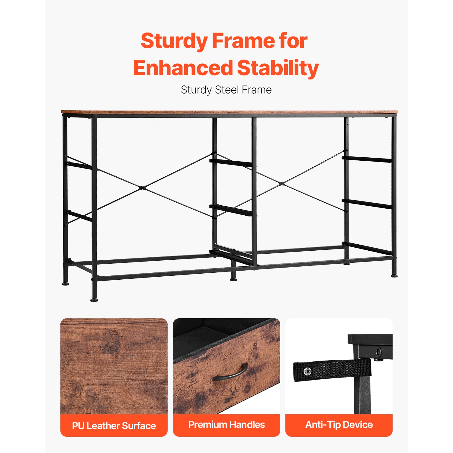 VEVOR 6 Drawer Dresser, Tall Chest Organizer Drawer Dresser, TV Stand with Storage, Closet Storage Drawers with Sturdy Steel Frame, Fabric Storage