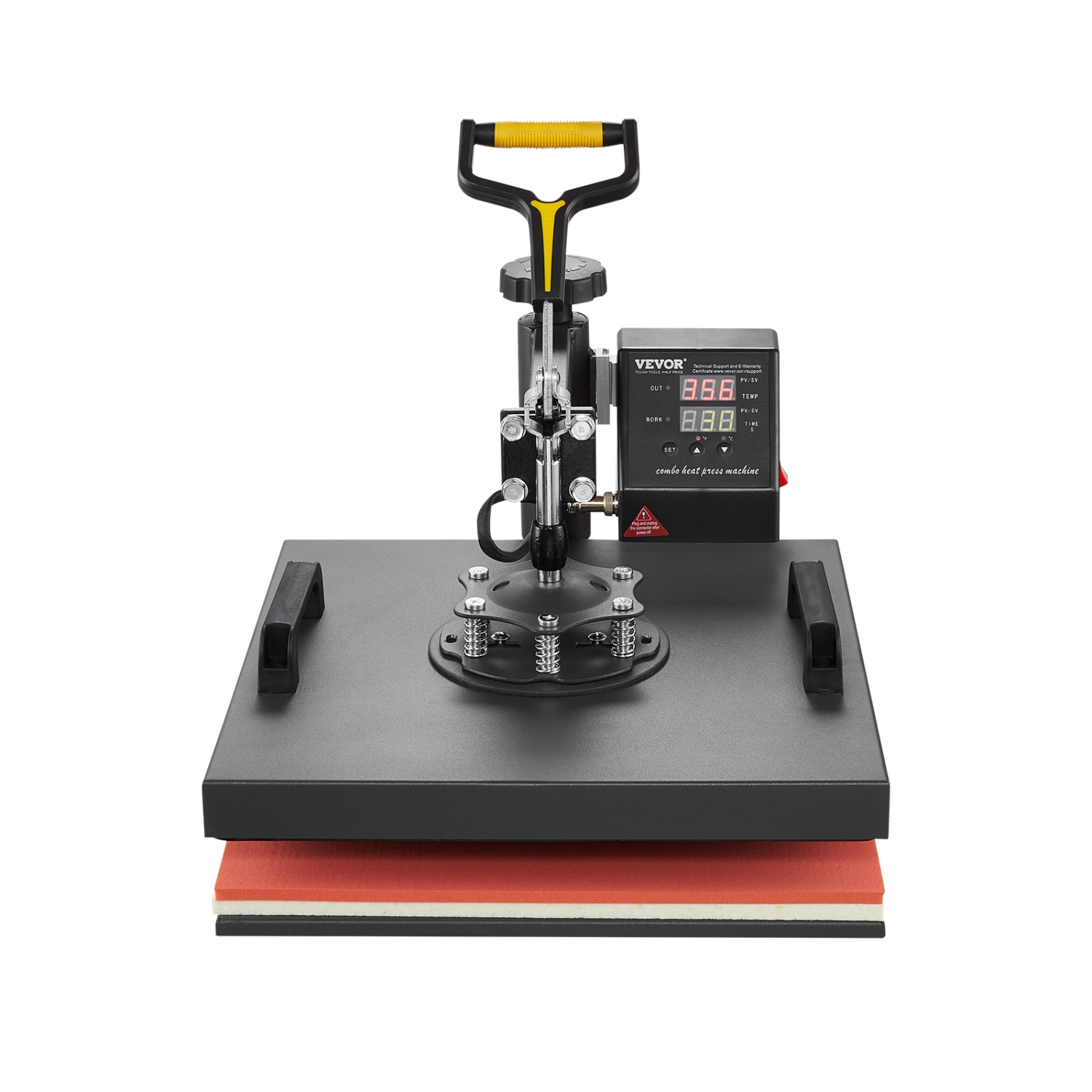 VEVOR 15 x 15 inch Heat Press Machine, 2 in 1 Heat Transfer Machine with Hat Press, 360° Swing Away T-Shirt Pressing, Digital Precise Control, Fast