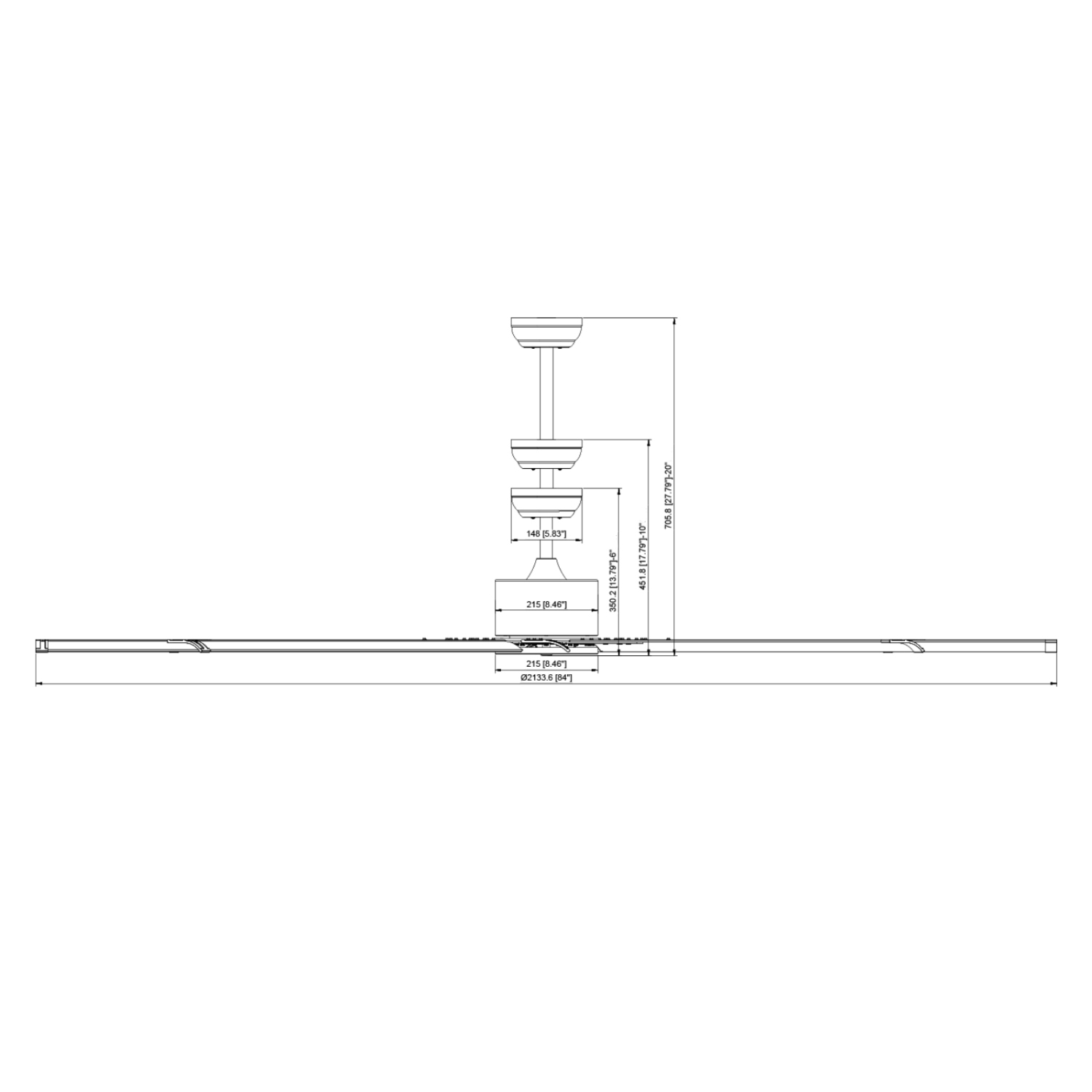 VEVOR 96 In Ceiling Fan without Light, 6-Speed Remote Control, Aluminum 8-Blade, Reversible DC Motor, Modern Low Profile Flush Mount Fan for Bedroom,