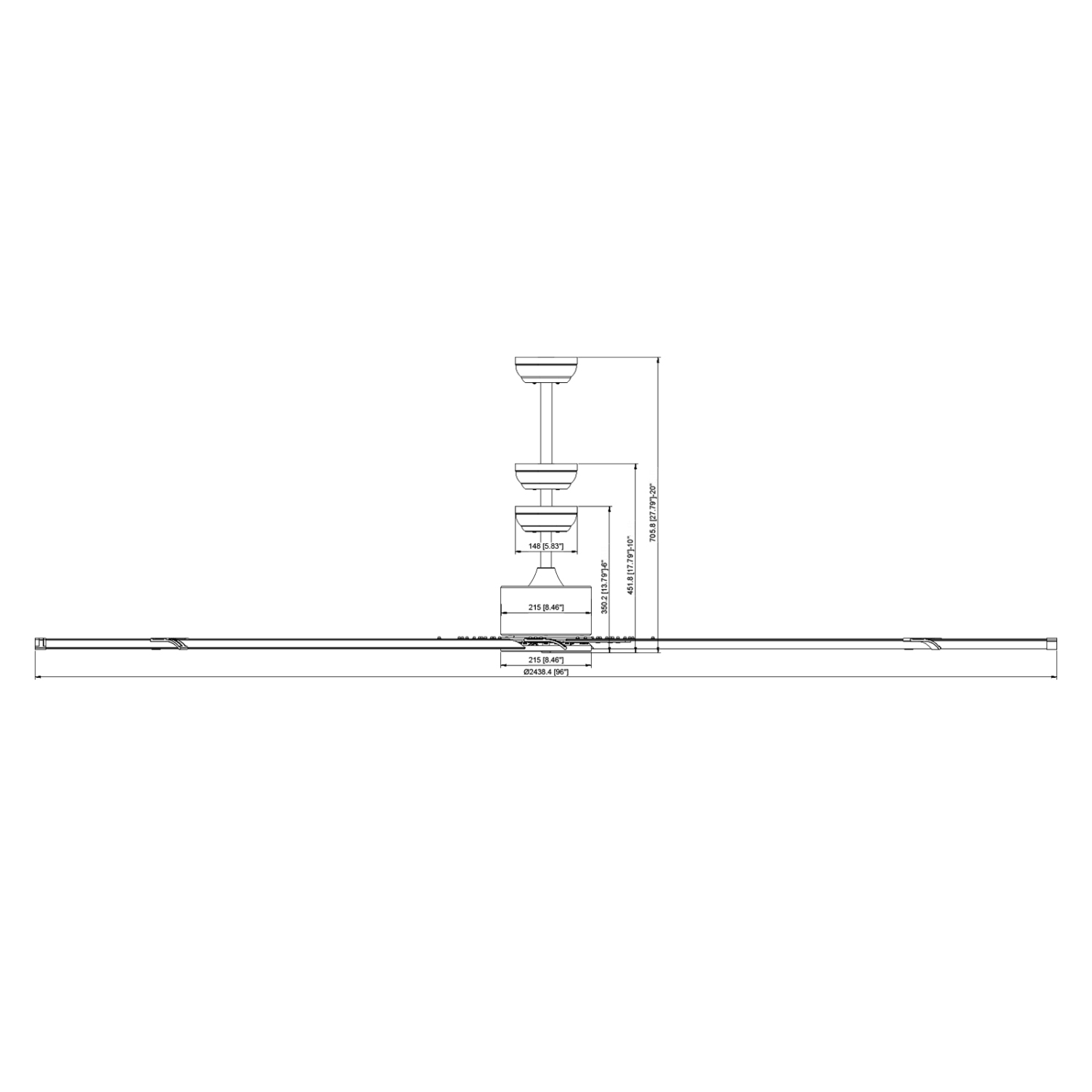 VEVOR 96 In Ceiling Fan without Light, 6-Speed Remote Control, Aluminum 8-Blade, Reversible DC Motor, Modern Low Profile Flush Mount Exterior Fan for