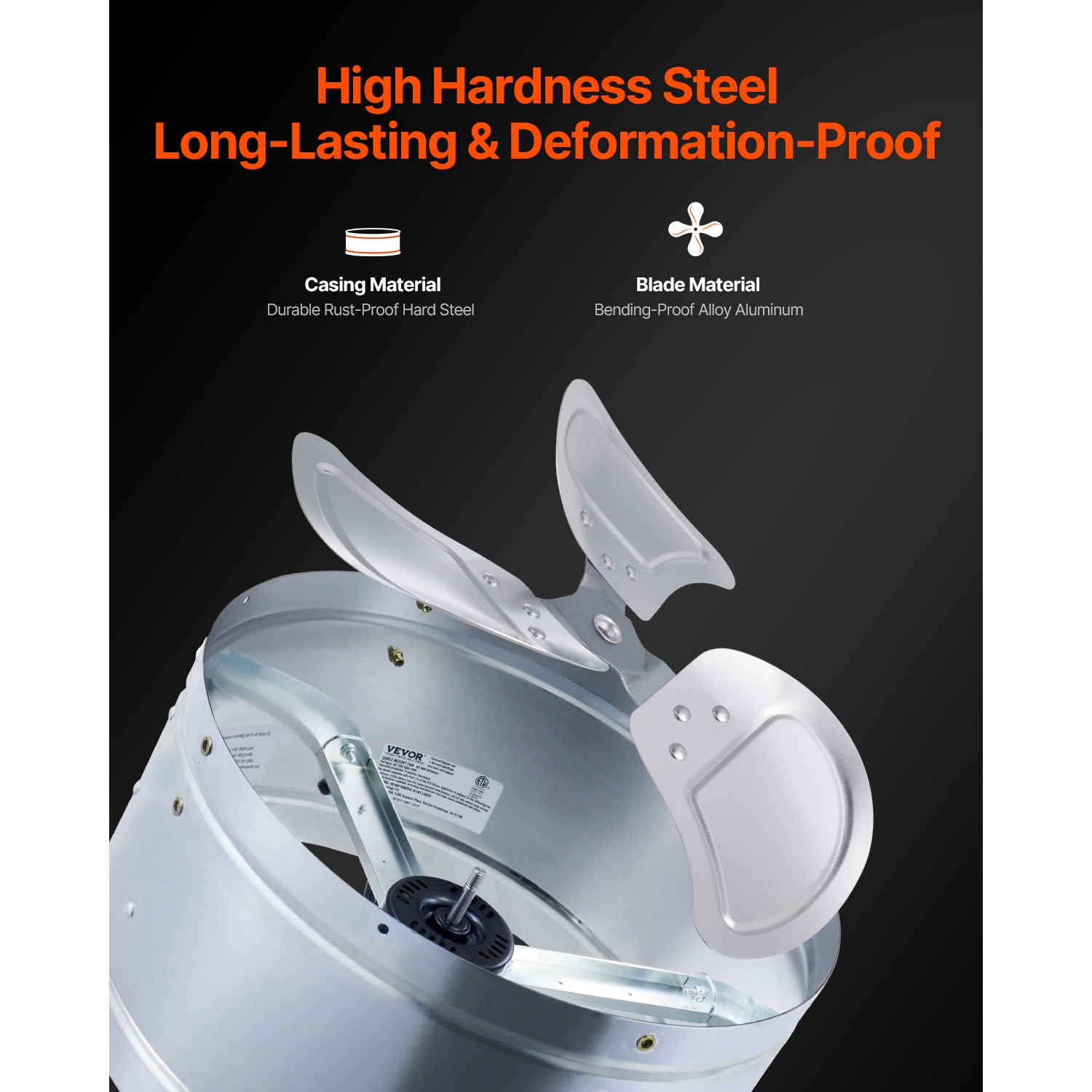 VEVOR 15 Inch Gable Mount Fan, Attic Exhaust Fan with Adjustable Thermostat & Outer Mesh, 1300 CFM House Ventilator Cools Up to 1850 Sq.Ft, Quiet