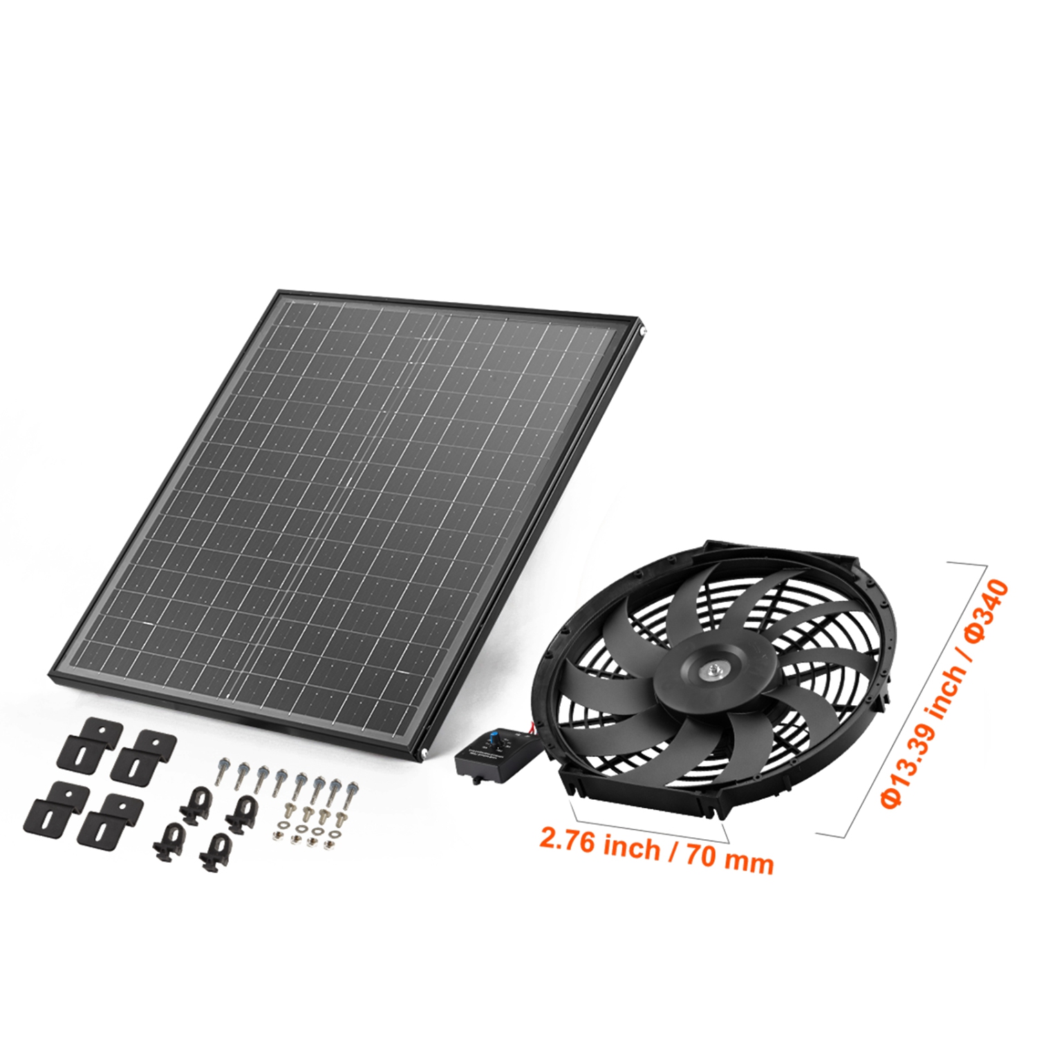 VEVOR 12 Inch Gable Mount Fan, Solar Power Attic Exhaust Fan with Adjustable Thermostat & Outer Mesh, 1300 CFM House Ventilator Cools Up to 1850