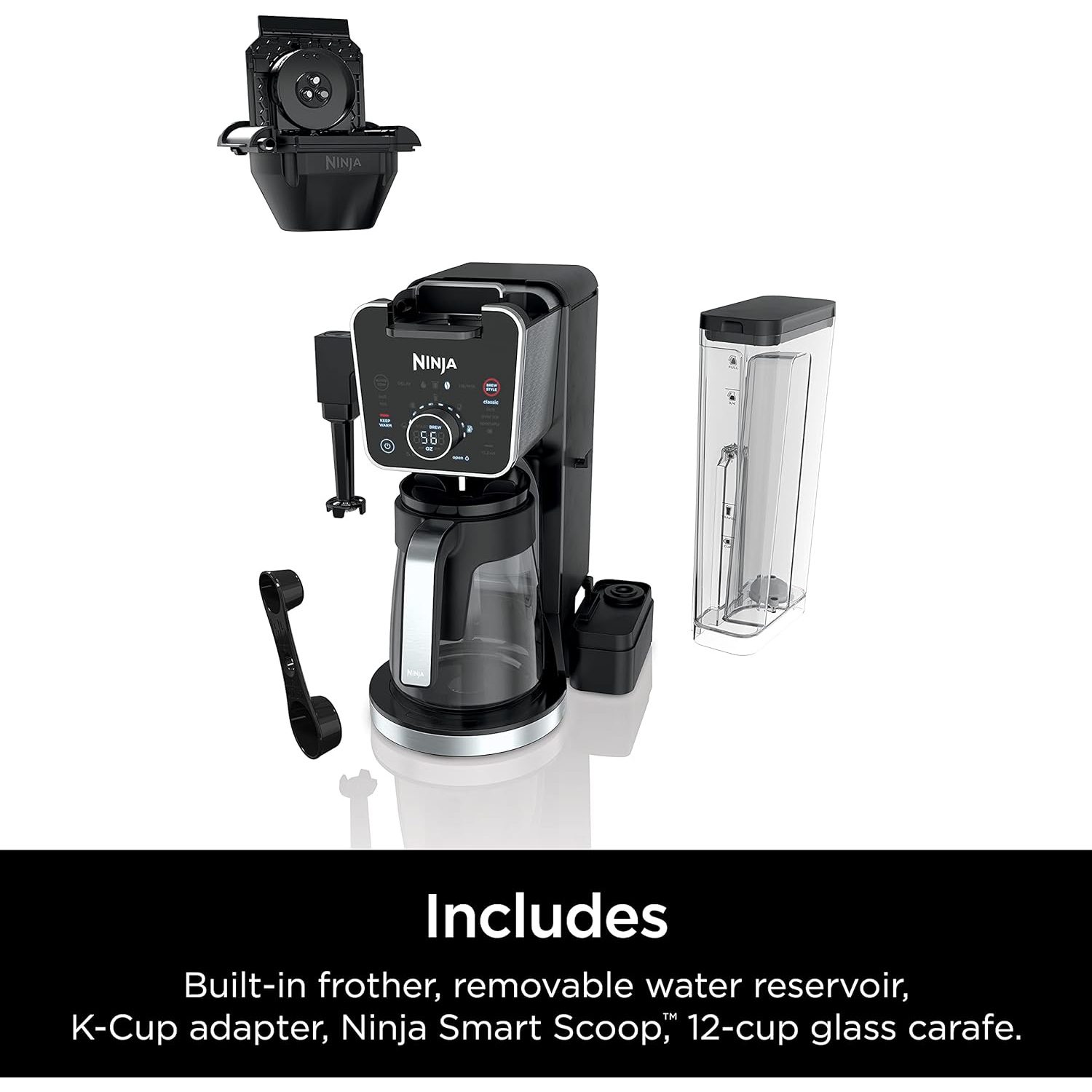 Cafetière spéciale DualBrew Pro CFP301C de Ninja, une tasse, une dosette et 12&nbsp;tasses, noir