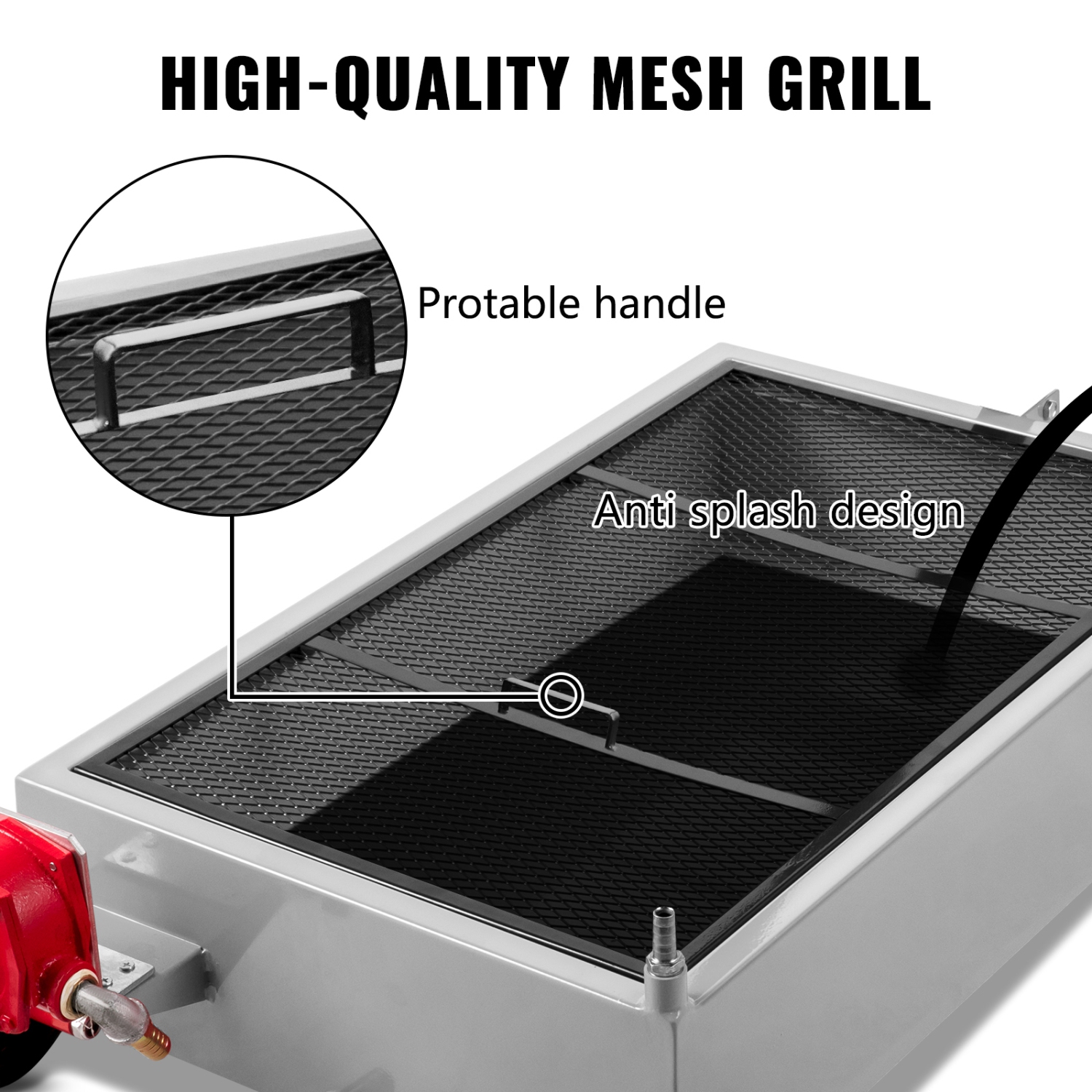 VEVOR 15 Gallon Oil Drain Pan, 57L Low Profile Oil Drain Pan, Large Capacity Oil Change Pan, Foldable Hand, with Pump, Hose, Swivel Casters Wheels