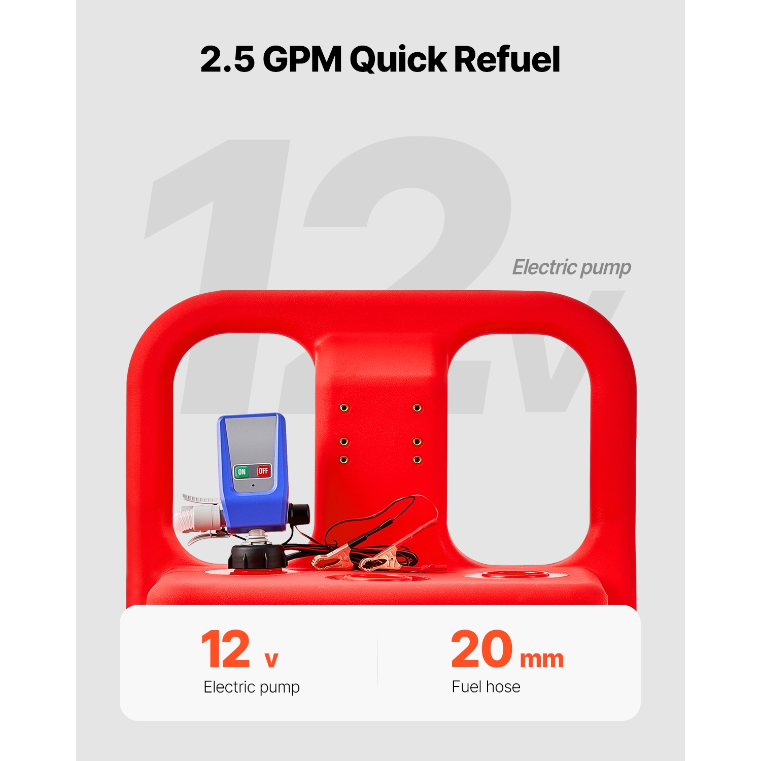 VEVOR 32 Gallon Fuel Caddy, Portable Fuel Tank with 12V DC 2.5 GPM Electric Fuel Transfer Pump, 4 ft Delivery Hose & Auto-Stop Sensor Nozzle, Tank