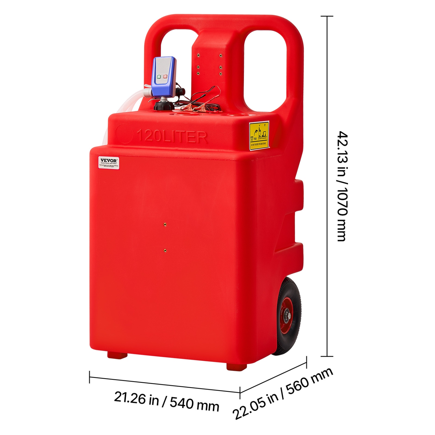 VEVOR 32 Gallon Fuel Caddy, Portable Fuel Tank with 12V DC 2.5 GPM Electric Fuel Transfer Pump, 4 ft Delivery Hose & Auto-Stop Sensor Nozzle, Tank
