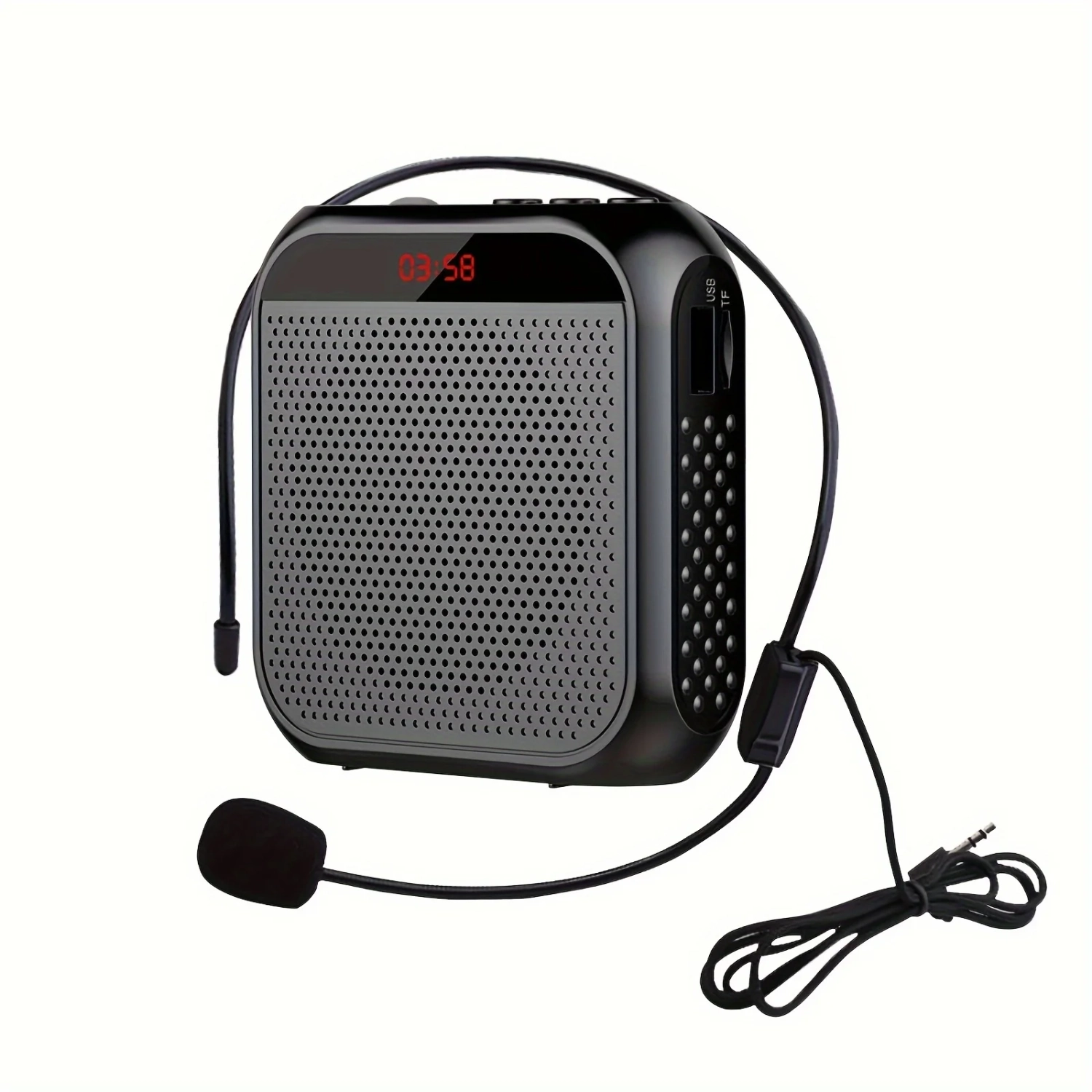 Portable Speaker with Wired Microphone, Rechargeable Sound Amplifier with LED Smart Display for Teachers/Meetings/Guide