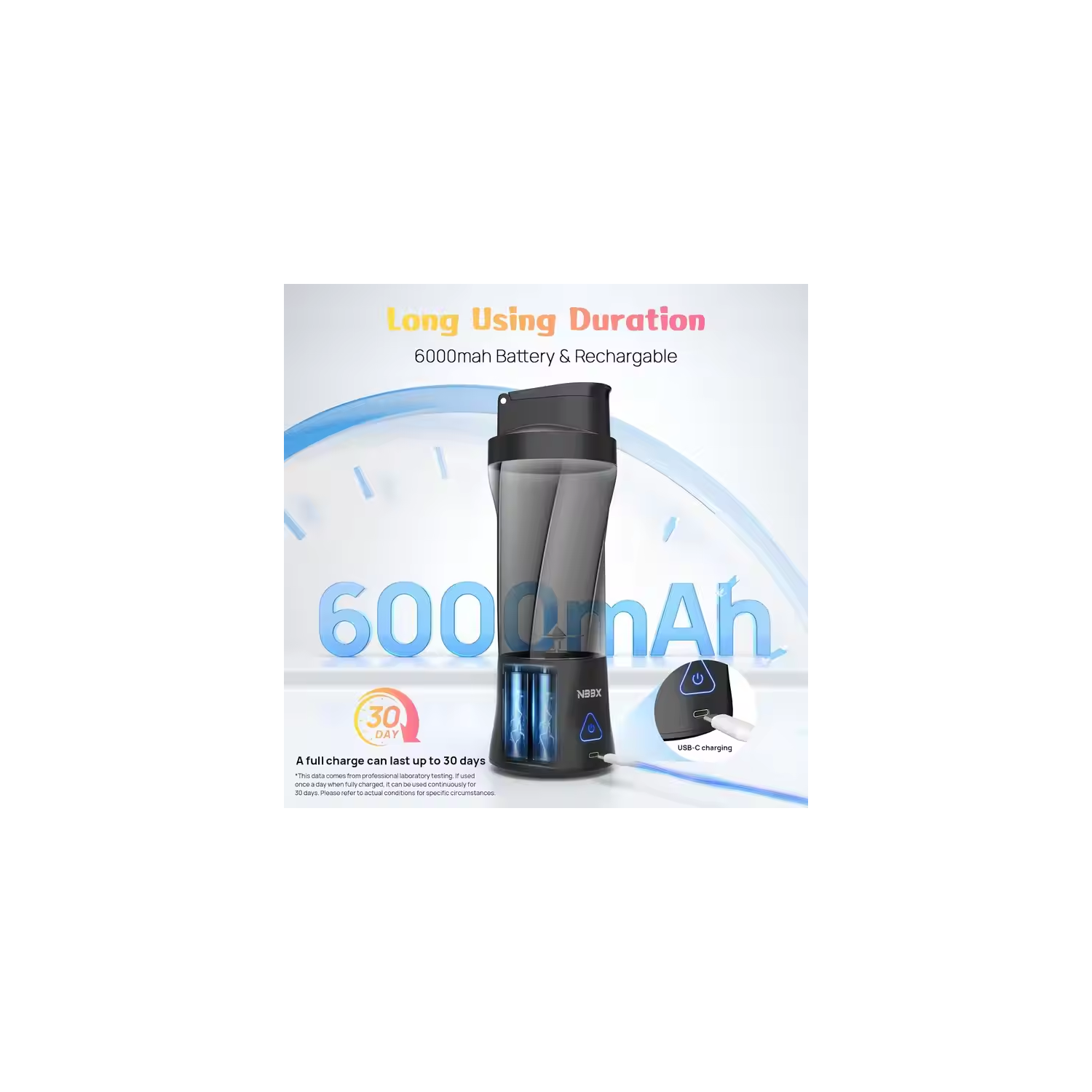 Portable Electric Juicer Cup Kitchen Juicer USB Portable Juicer, USB Rechargeable Smoothie Maker, 6000 mAh Battery, 700 ml/24 oz Capacity,