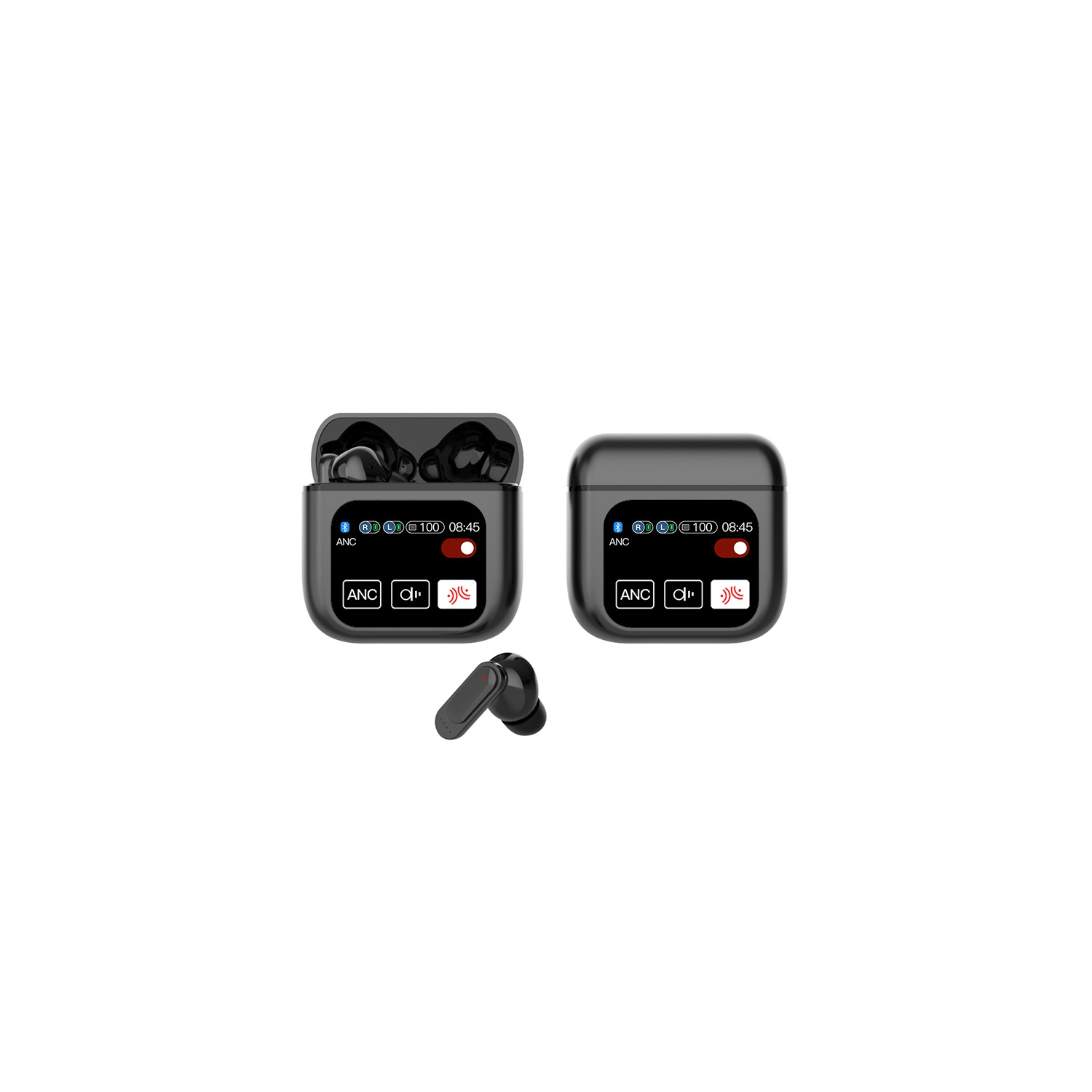 Écouteurs boutons sans fil Bluetooth 5,4 avec écouteurs boutons Touch Sound de LED avec microphone Écouteurs bouton étanches IPX5 Écran tactile