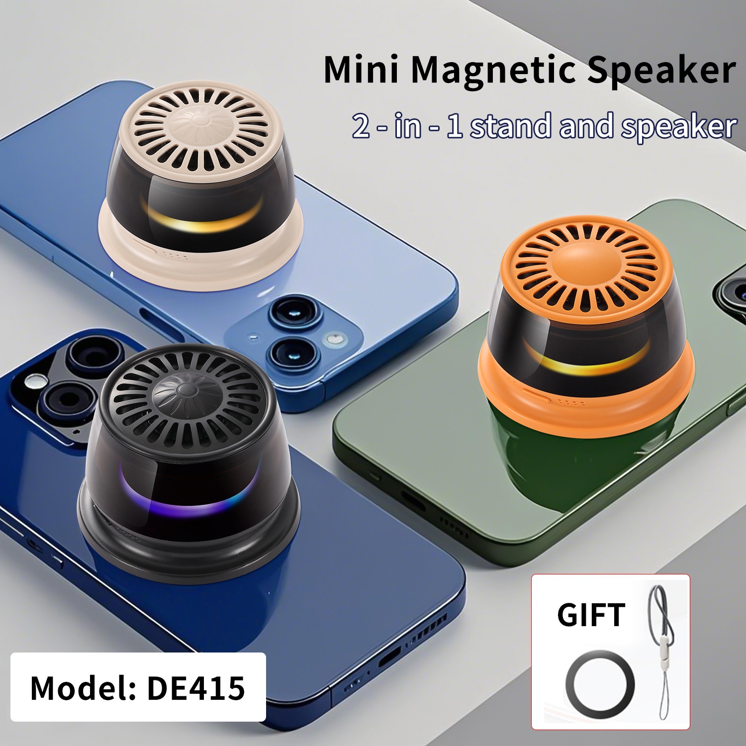 Wireless mini Bluetooth magnetic speaker, HD sound quality, portable design. Magnetic portable outdoor car LED light, wireless series, long battery