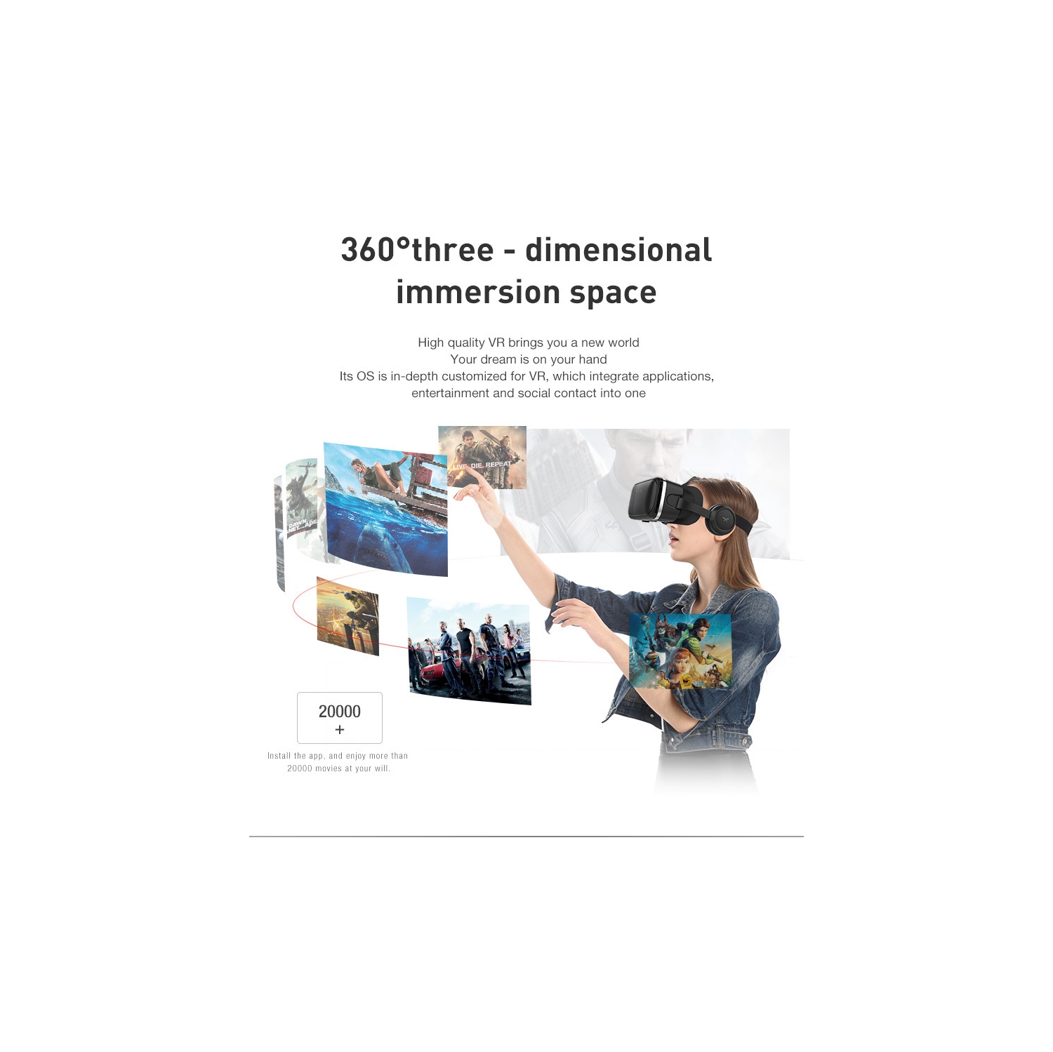 Lunettes VR Qianhuan sixième génération 3D réalité virtuelle G04E/A VR console de jeu mobile tête manette de jeu 3D VR lunettes pour la télévision,