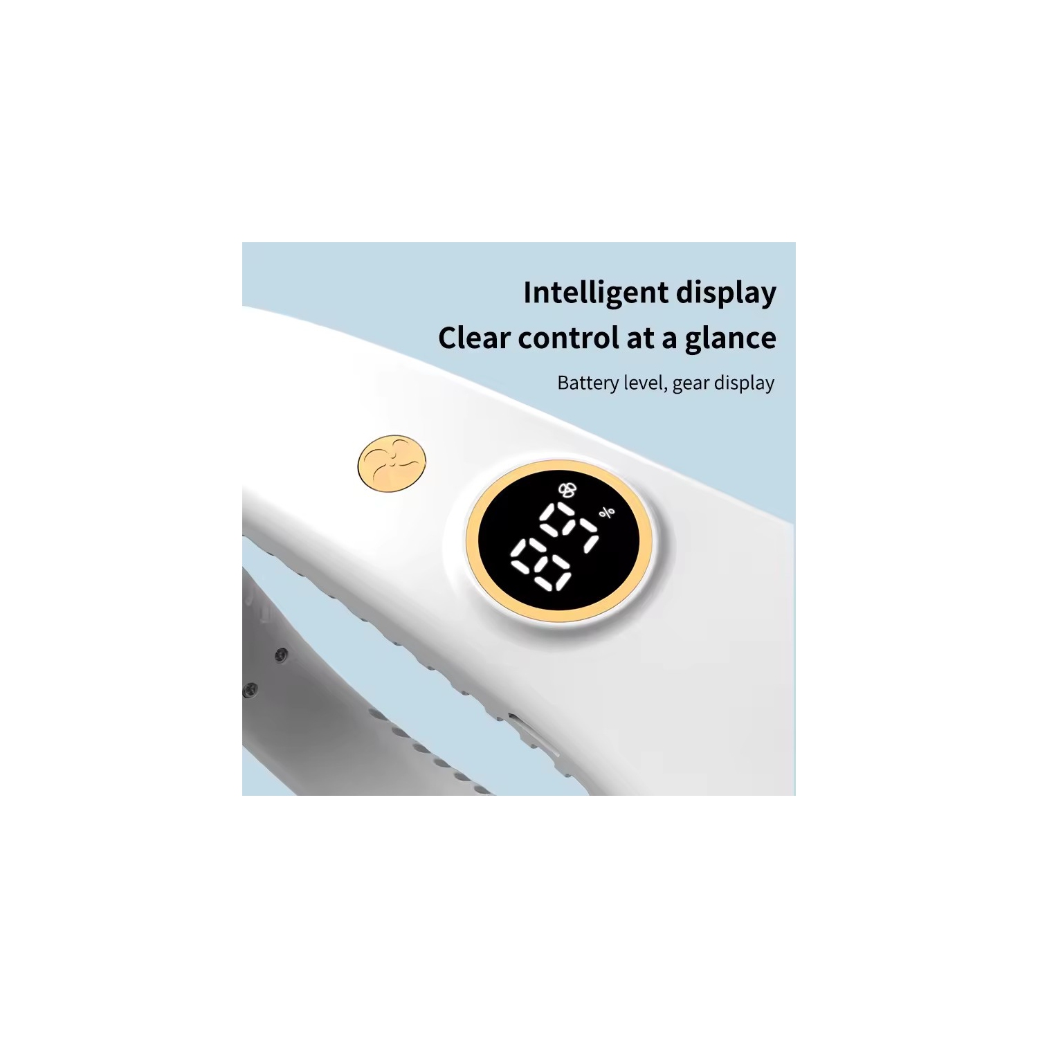 LED digital display neck hanging fan, outdoor sports student USB bladeless turbine silent high wind power mini fan, ultra-long battery life, five