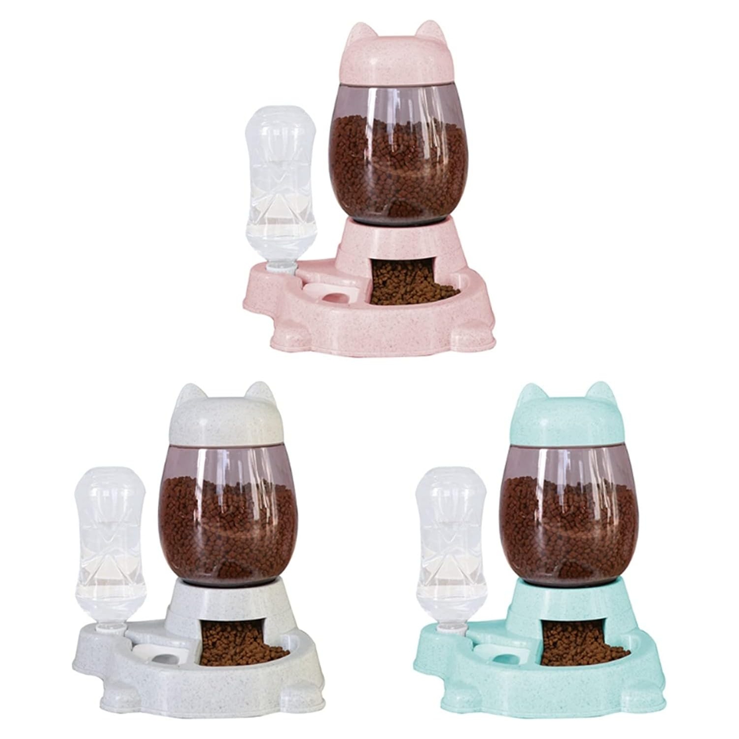 Automatic cat feeder, automatic cat water dispenser without sticking to mouth, large capacity push-type feeder for dogs, cute dog bowl [ordinary cat