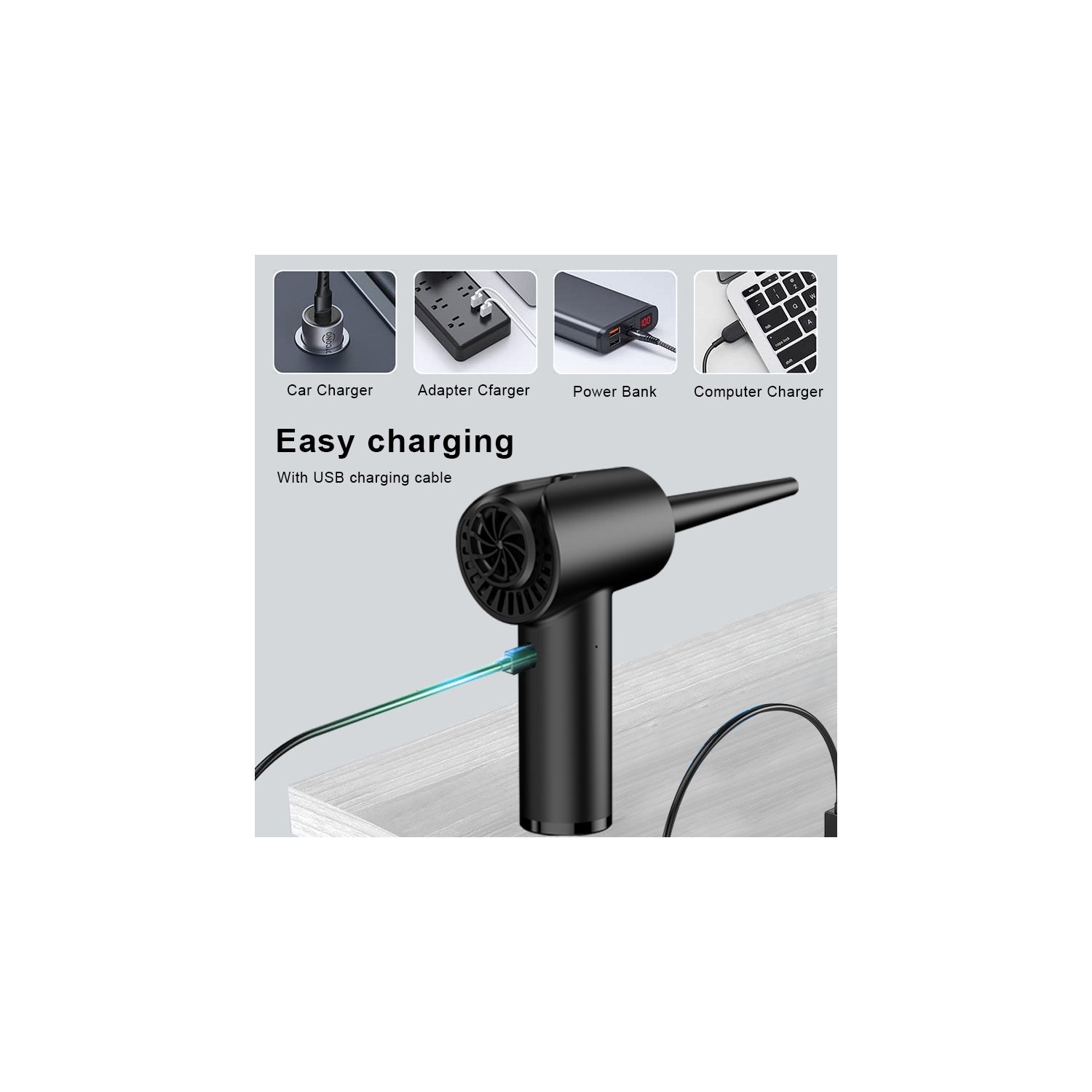 Dépoussiéreuse électrique rechargeable Boîtier d'ordinateur Clavier Étui d'ordinateur Clavier Support de voiture L1278 Dépoussiérant portatif