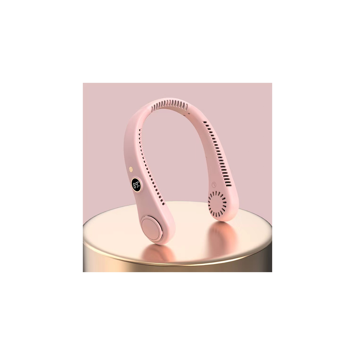 LED digital display, neck hanging fan outdoor sports student USB bladeless turbine silent high wind power mini fan, super long battery life, five