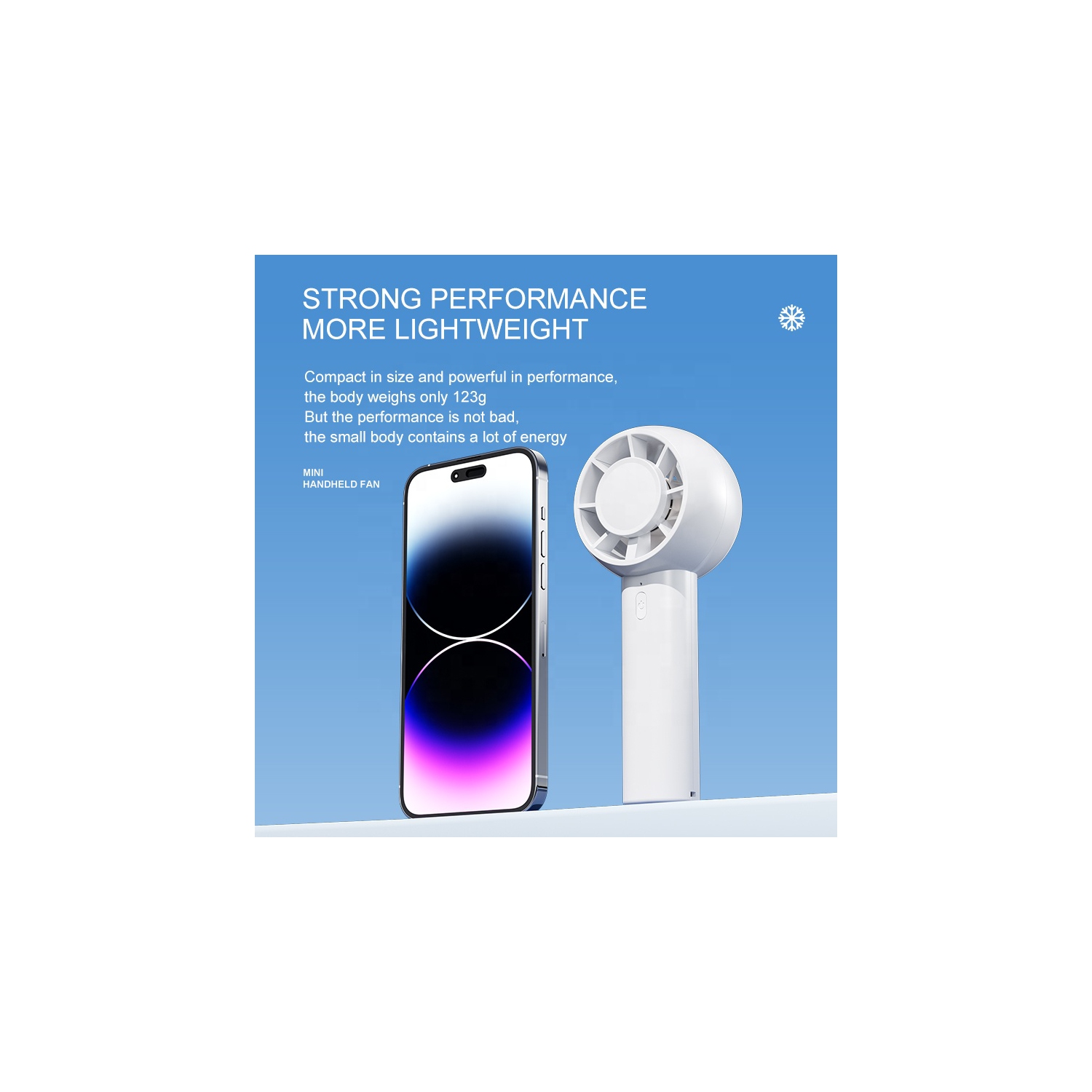 Handheld small fan, rechargeable electric fan, mini portable large capacity desktop fan, five-speed adjustment, ultra-long battery life