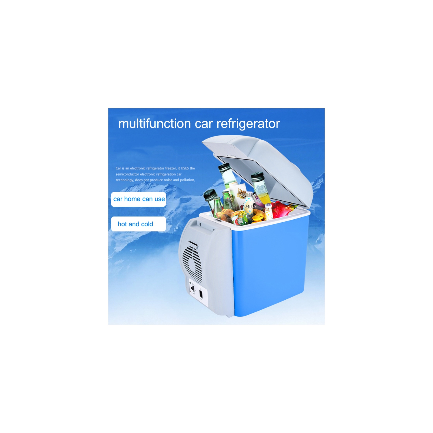 Car small refrigerator, 7.5L mini refrigerator car heating and cooling box car appliance, portable car refrigerator, car and home dual use, with