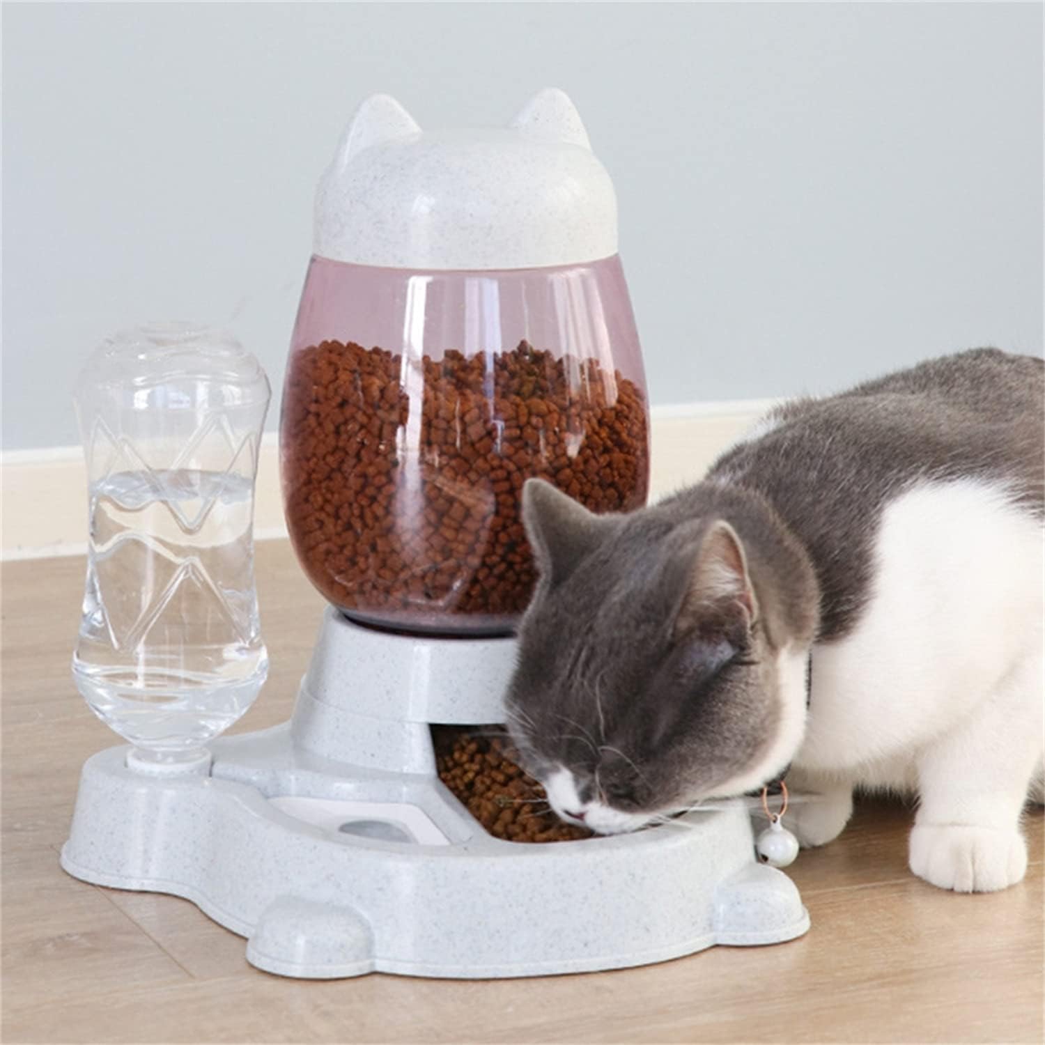 Automatic cat feeder, automatic cat water dispenser without sticking to mouth, large capacity push-type feeder for dogs, cute dog bowl [ordinary cat