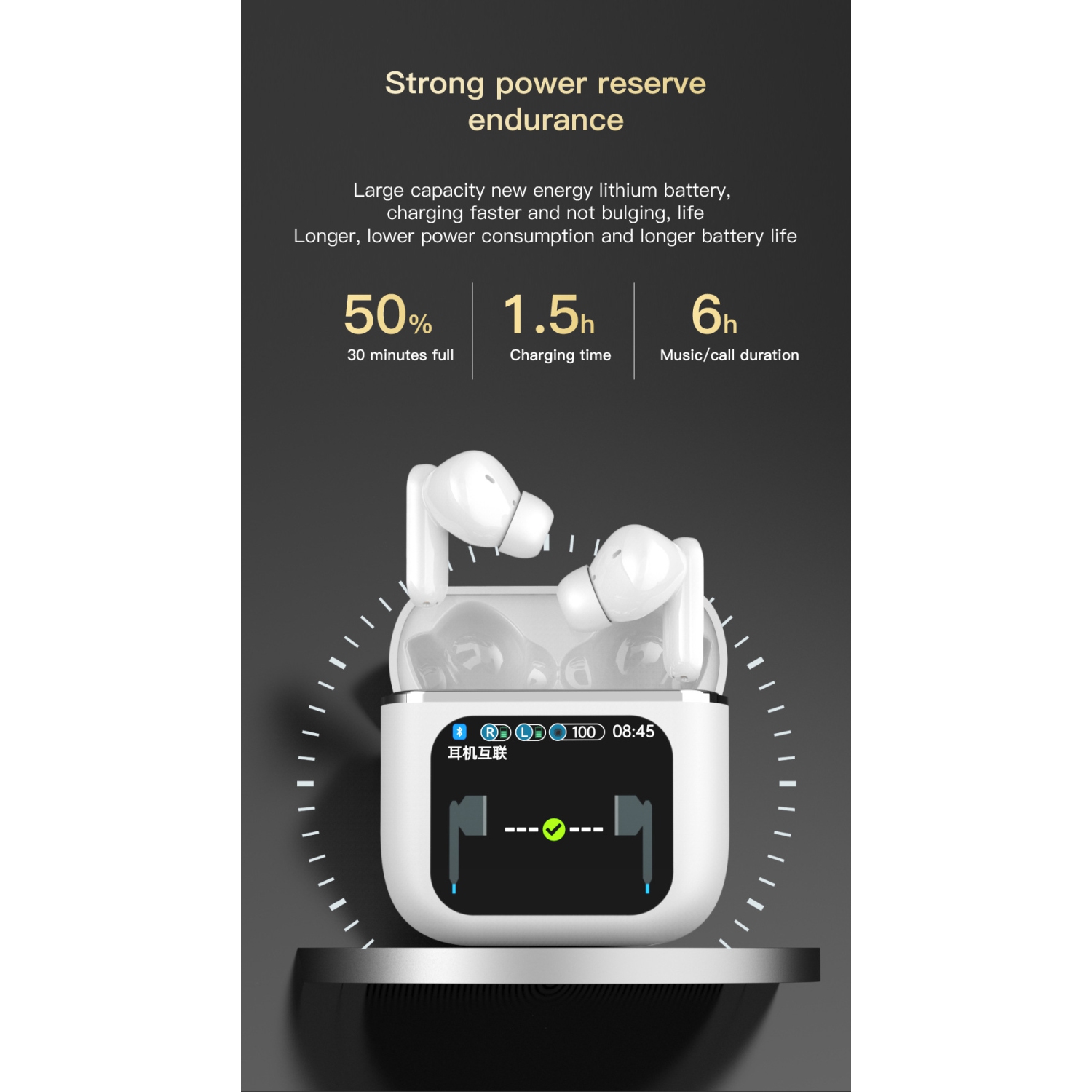 Wireless Earbuds Bluetooth 5.4 Headphones with LED Touch Sound Earbuds with Microphone IPX5 Waterproof In-Ear Headphones Touch Screen Bluetooth