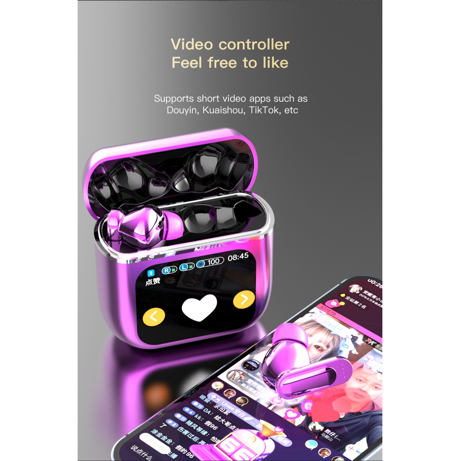 Wireless Earbuds Bluetooth 5.4 Headphones with LED Touch Sound Earbuds with Microphone IPX5 Waterproof In-Ear Headphones Touch Screen Bluetooth