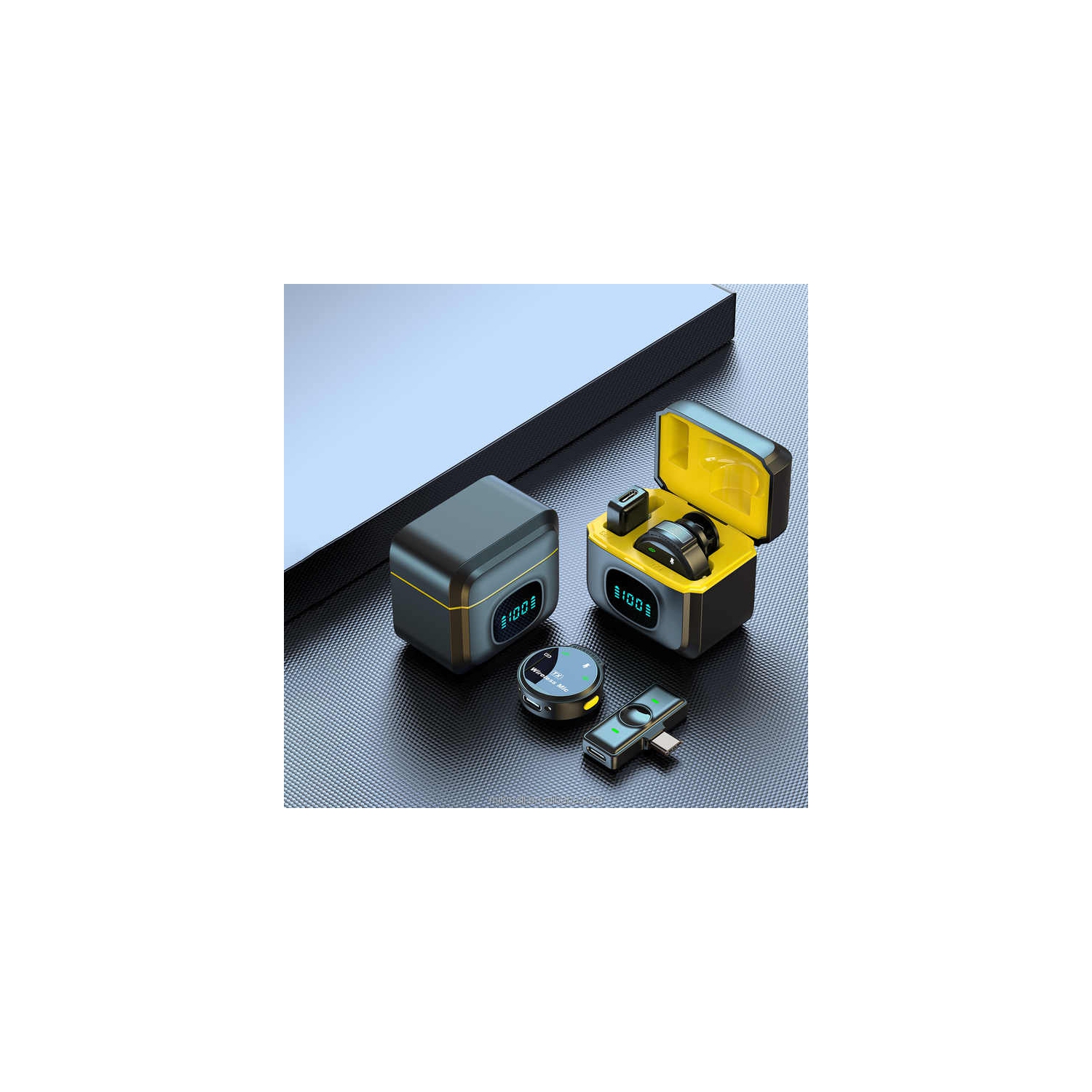 J6 collar clip microphone with keyboard digital display built-in charging compartment outdoor live wireless with iPhone interface one to one