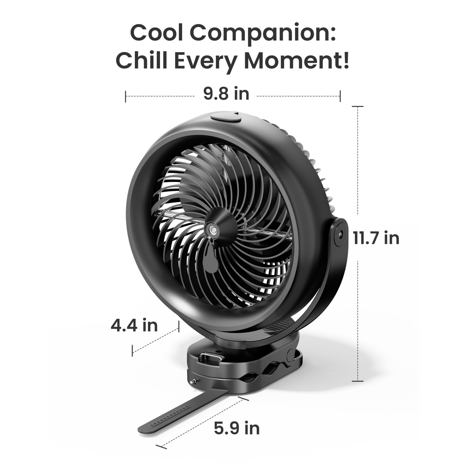 Portable 10 Inch Mist Fan, Desktop Clip-On Fan, 3 Speeds, 200ml Water Tank, for Home Office, Travel, Camping