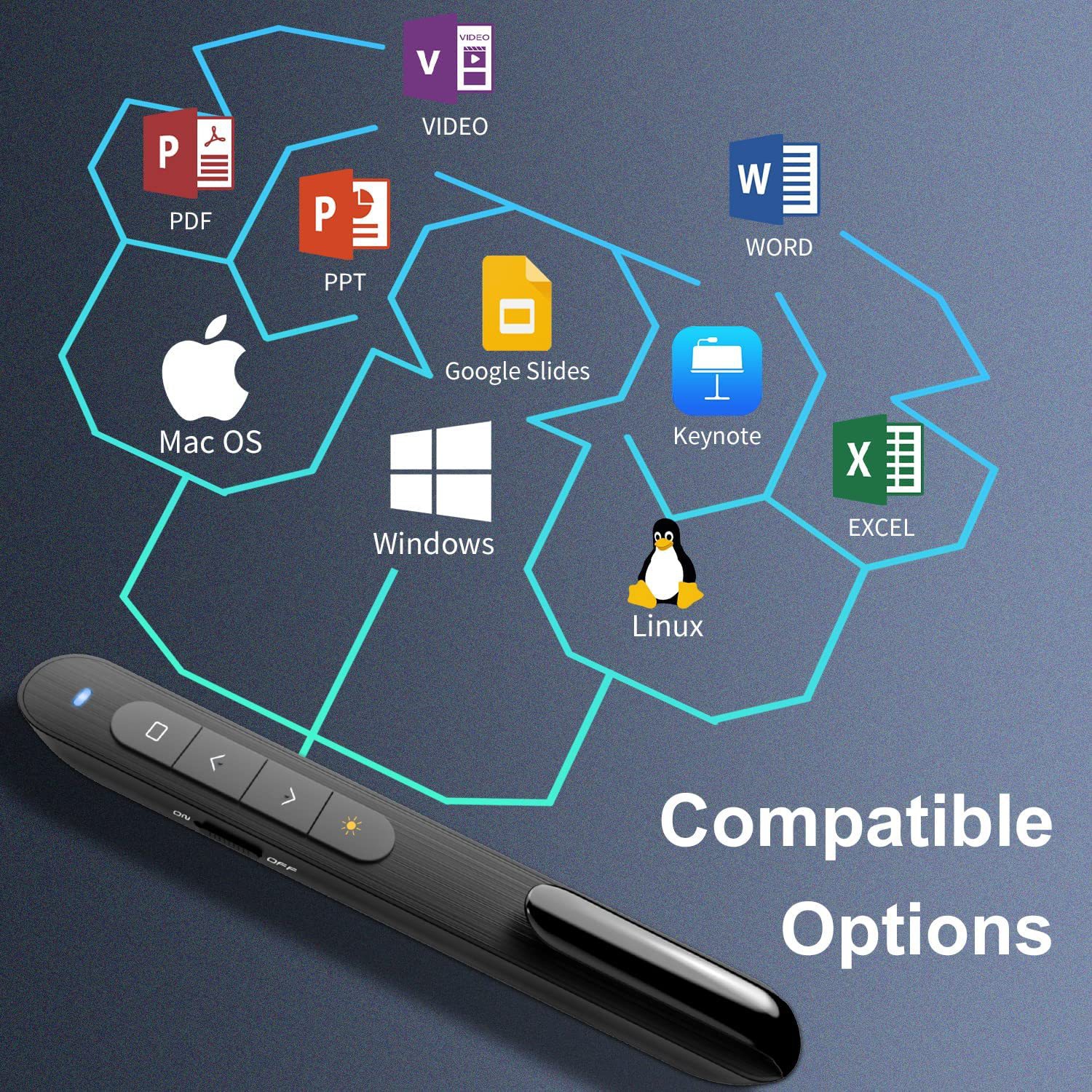 Télécommande, Clicker de présentation PPT et stylo pour tourner les pages, conception à pince adaptée aux présentations, enseignement