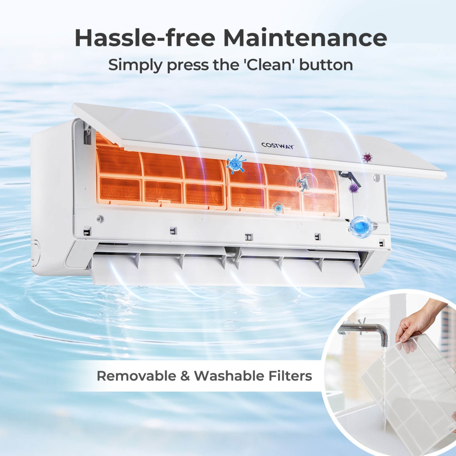 Climatiseur mini divisé 36 000 BTU 2 zones BTU de Costway 23 SEER2 208-230 V Wi-Fi