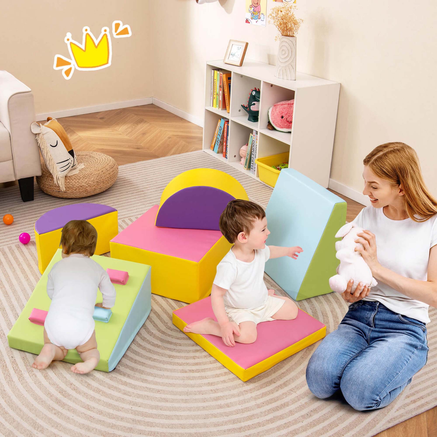 Costway 6 PCS Foam Climbing Blocks Lightweight Soft Climbing Indoor Set Gift for Babies