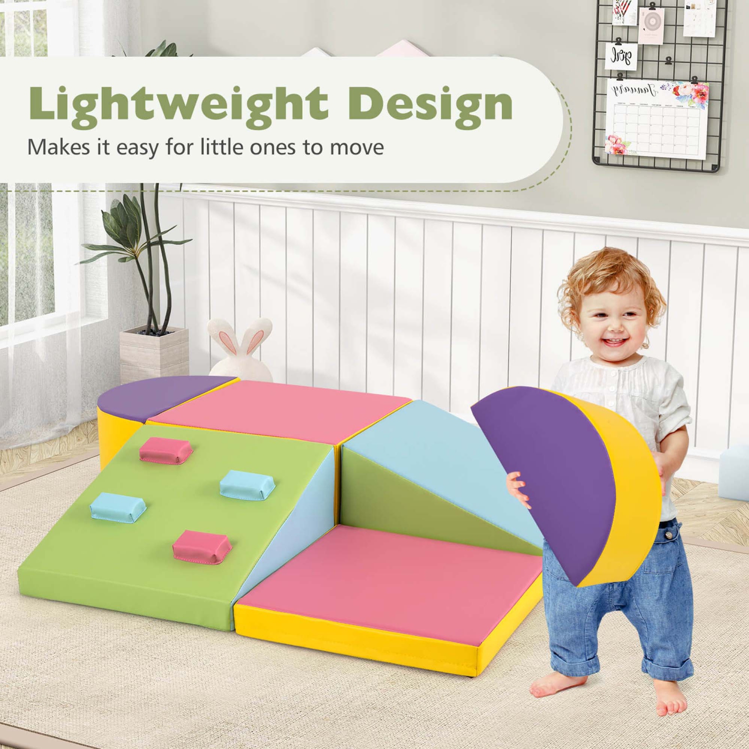 Costway 6 PCS Foam Climbing Blocks Lightweight Soft Climbing Indoor Set Gift for Babies