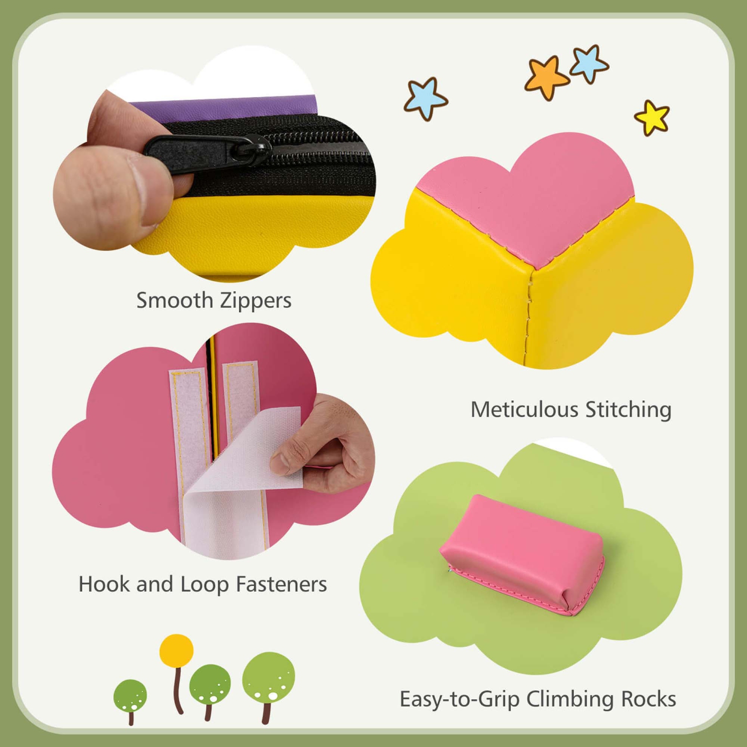 Costway 6 PCS Foam Climbing Blocks Lightweight Soft Climbing Indoor Set Gift for Babies