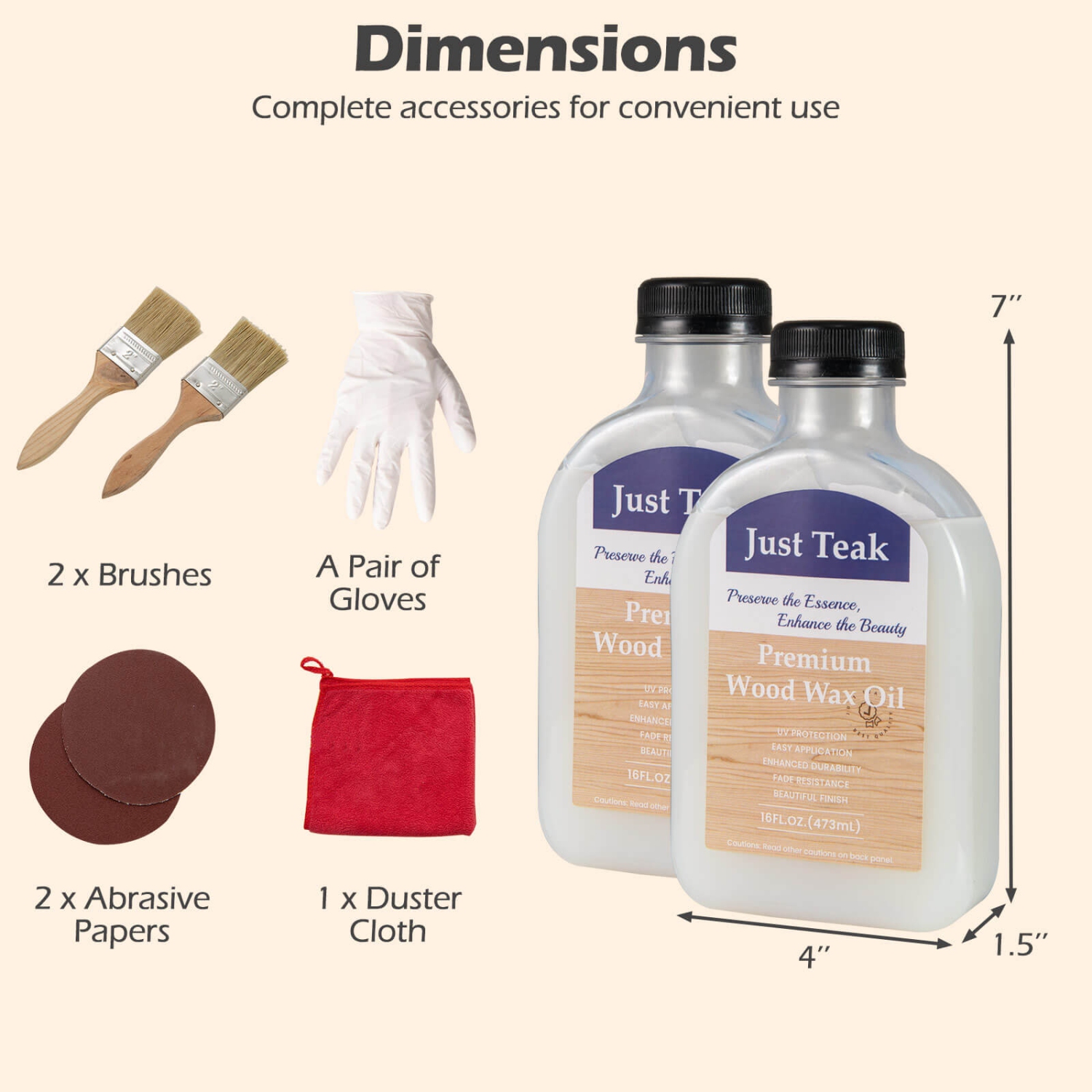 Costway 1/2 PCS Wood Wax Oil Cleaner and Brightener for Outdoor & Indoor Furniture Teak Care Kit