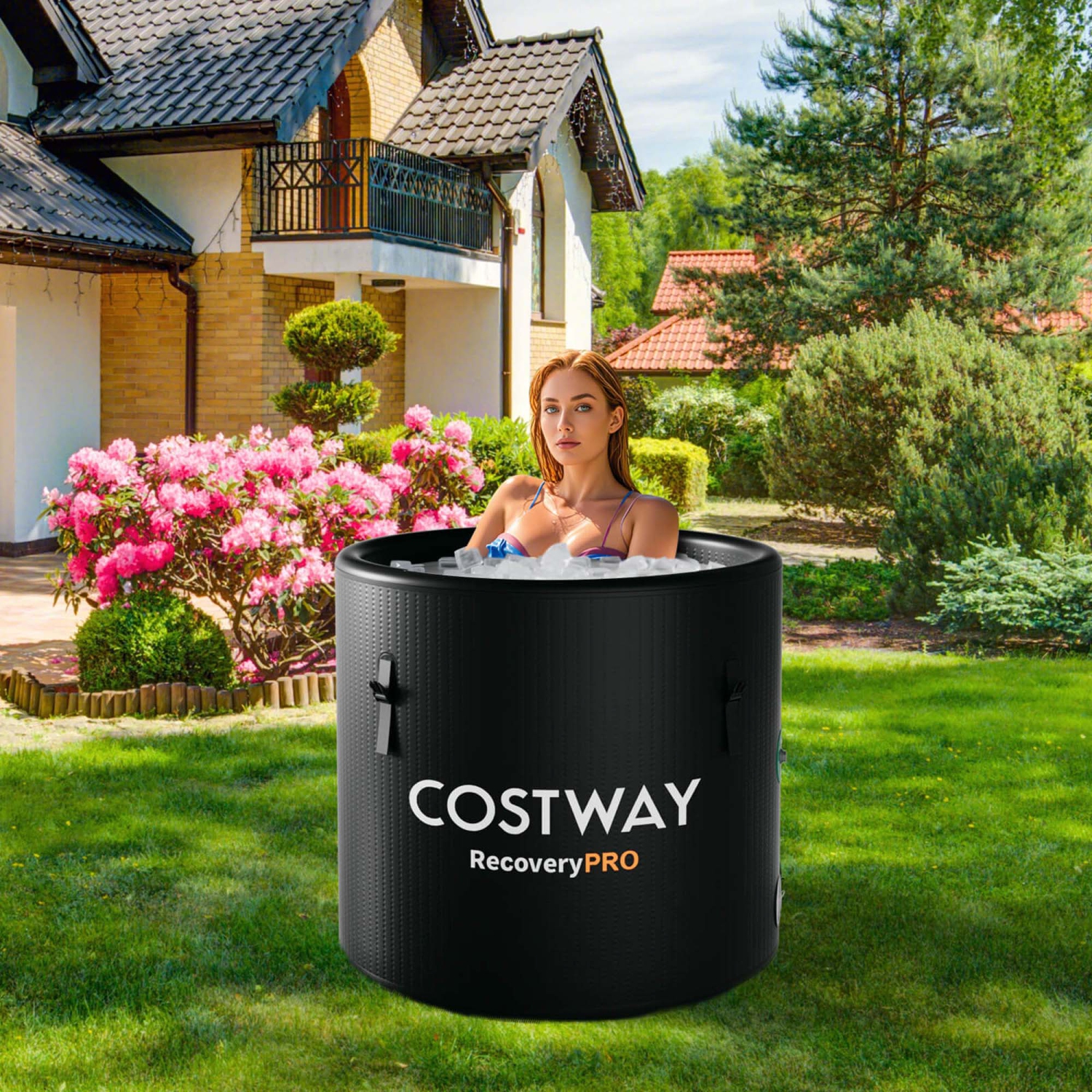 Costway 79 Gal Ice Bath Tub for Athletes with Cover for Cold Water Therapy Recovery at Home