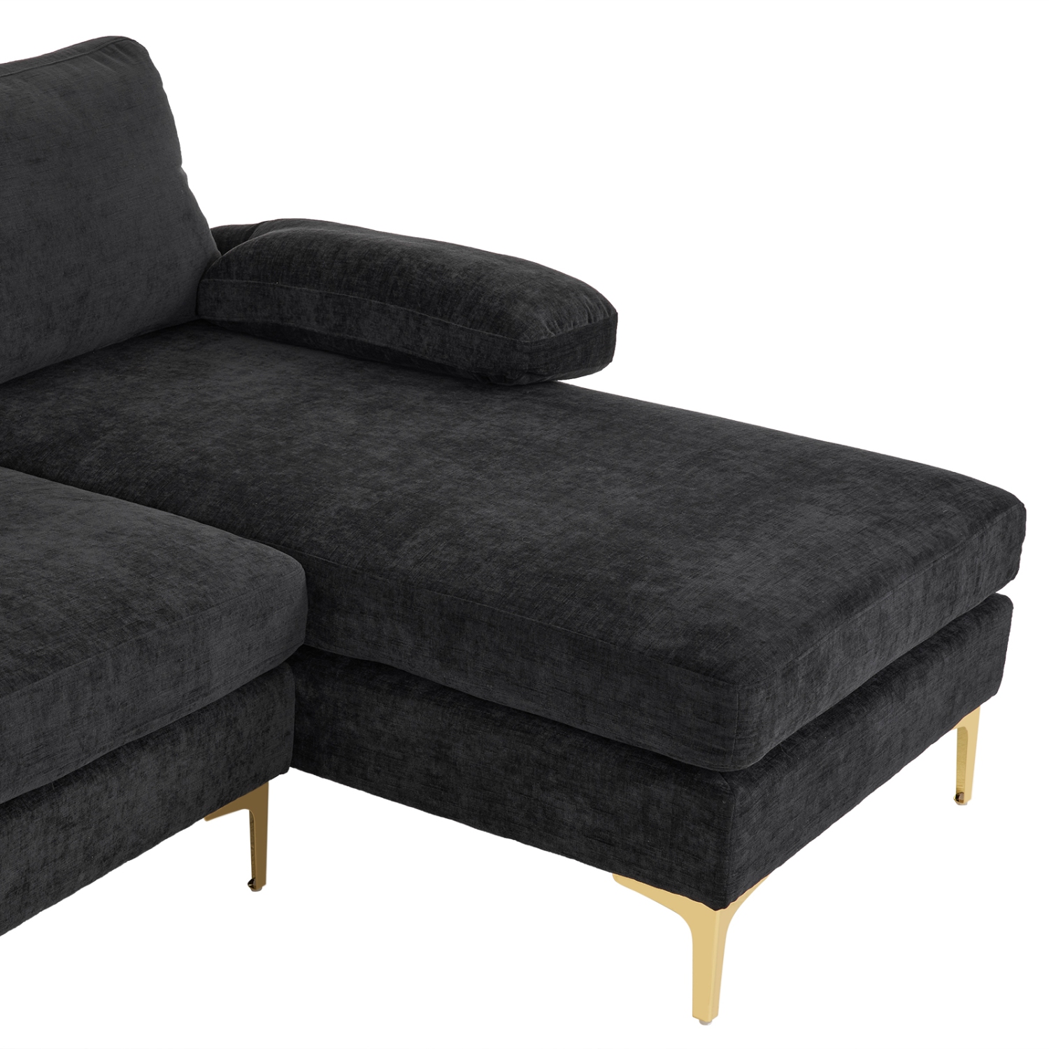 Karl Home 110 in. U-shaped Chenille Sectionals in Black