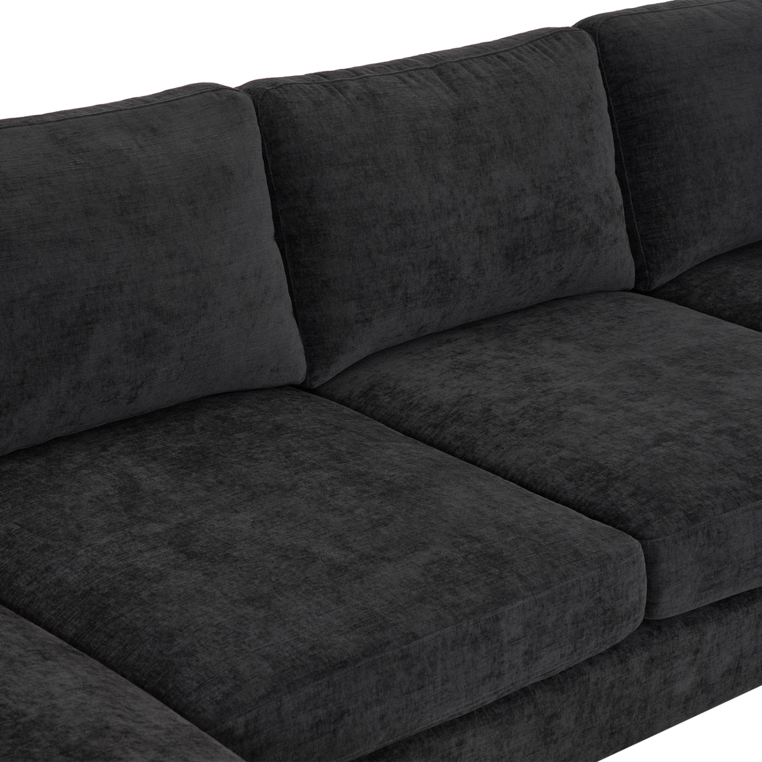 Karl Home 110 in. U-shaped Chenille Sectionals in Black