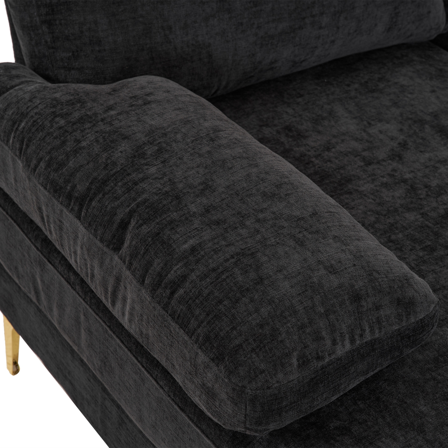 Karl Home 110 in. U-shaped Chenille Sectionals in Black