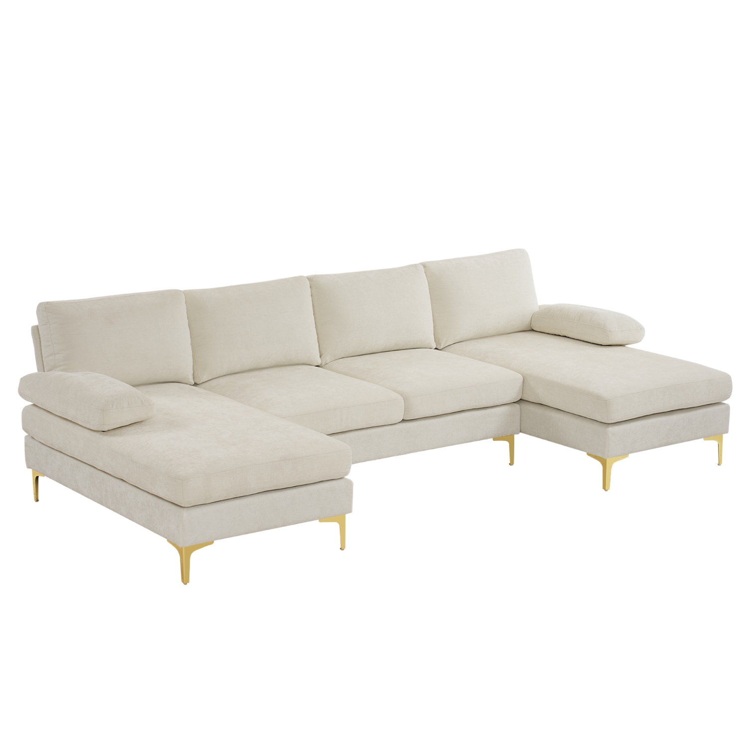 Karl Home 110 in. U-shaped Chenille Sectionals in Cream