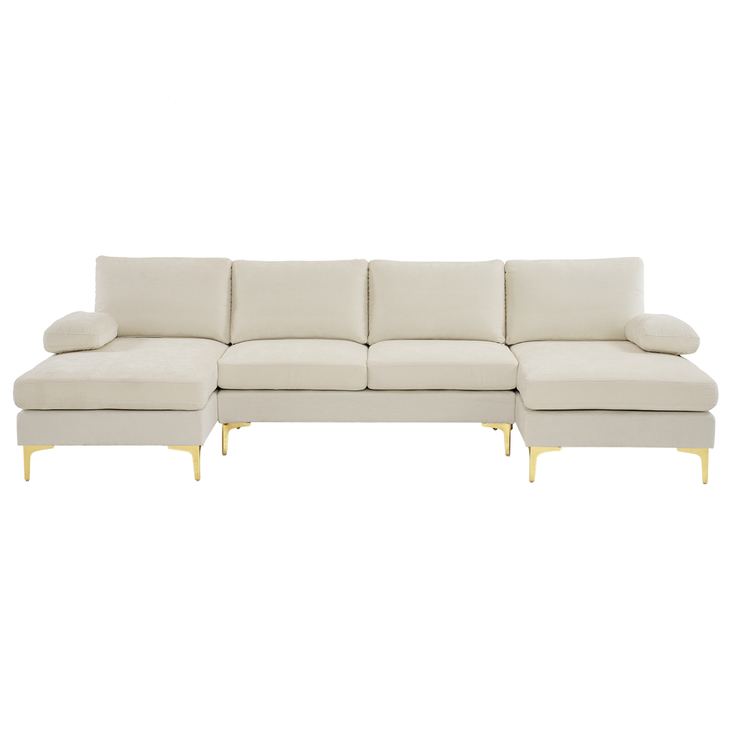 Karl Home 110 in. U-shaped Chenille Sectionals in Cream