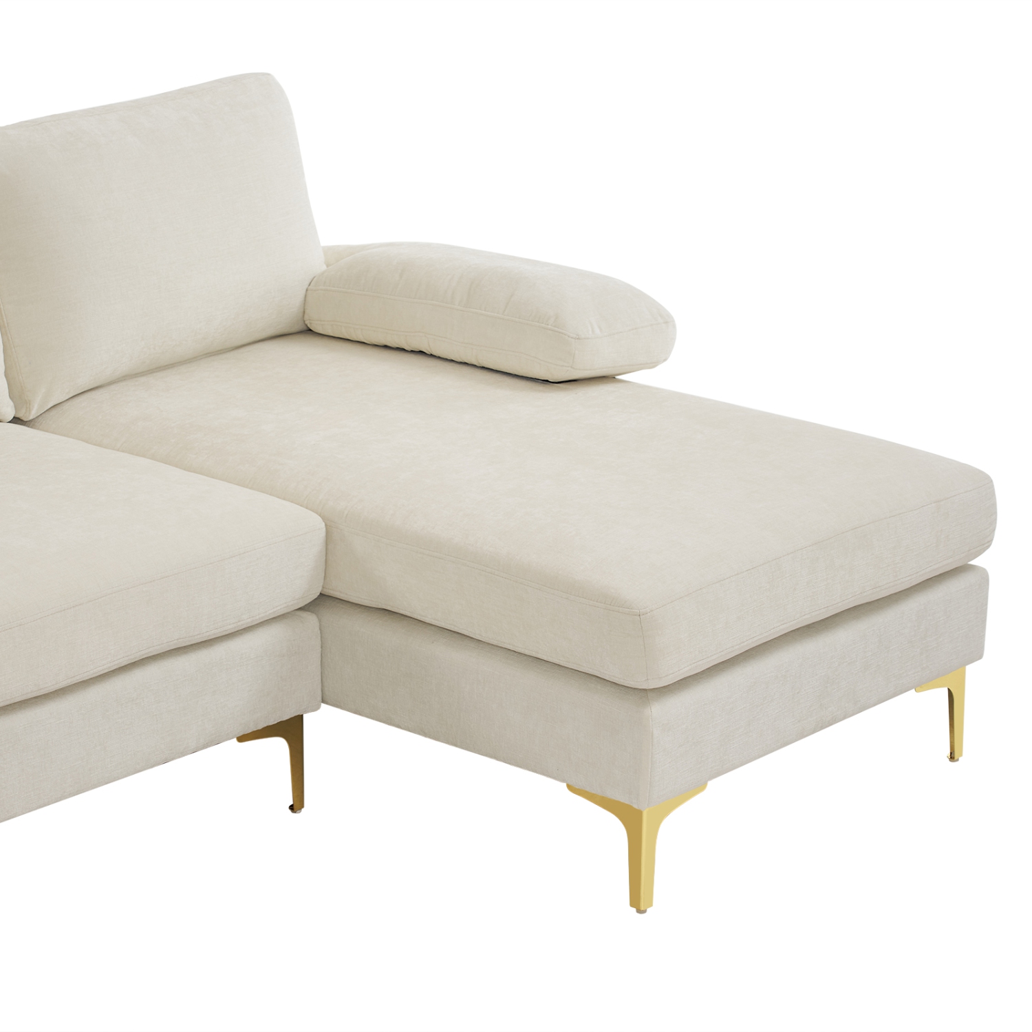 Karl Home 110 in. U-shaped Chenille Sectionals in Cream
