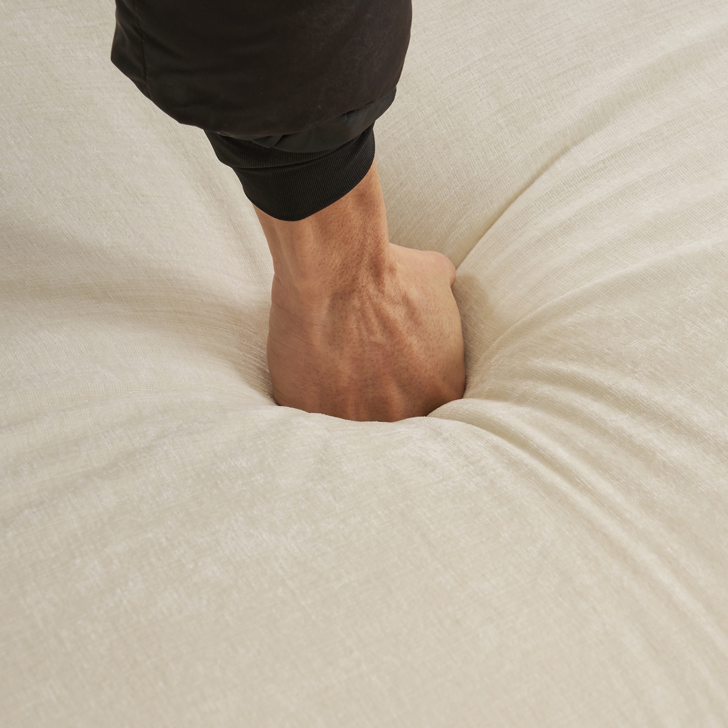 Karl Home 110 in. U-shaped Chenille Sectionals in Cream