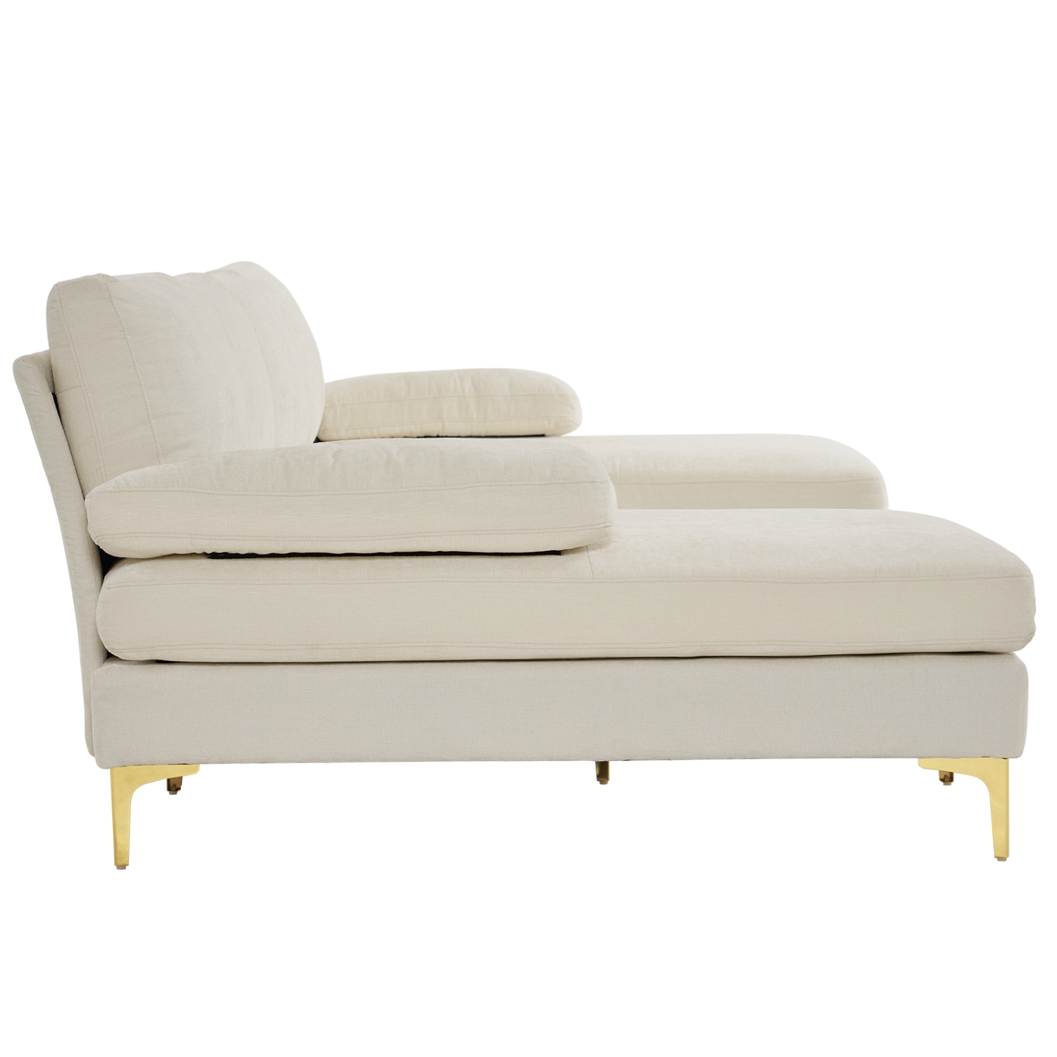 Karl Home 110 in. U-shaped Chenille Sectionals in Cream