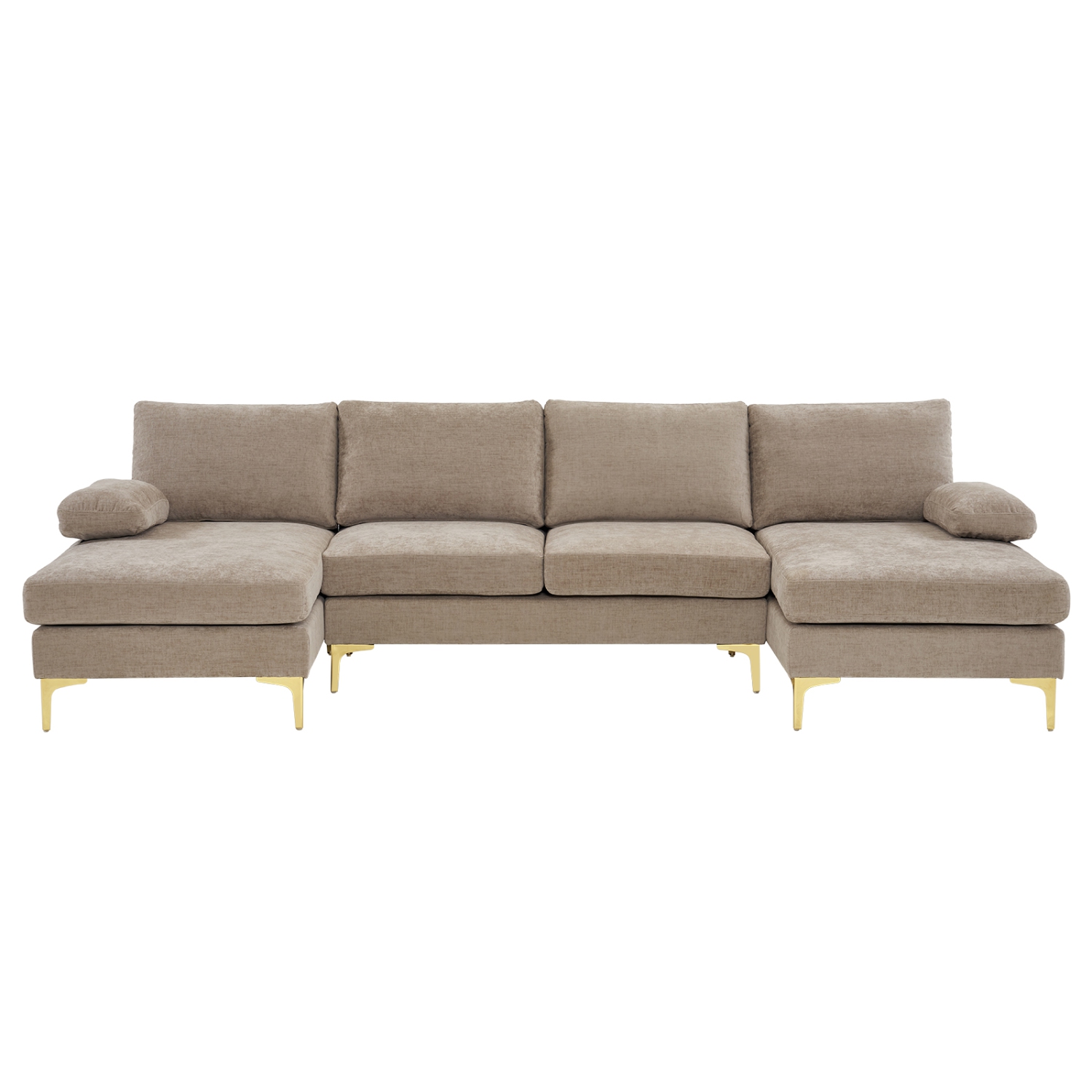 Karl Home 110 in. U-shaped Chenille Sectionals in Kakhi