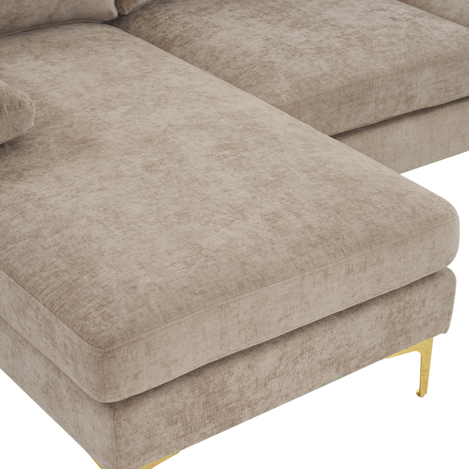 Karl Home 110 in. U-shaped Chenille Sectionals in Kakhi