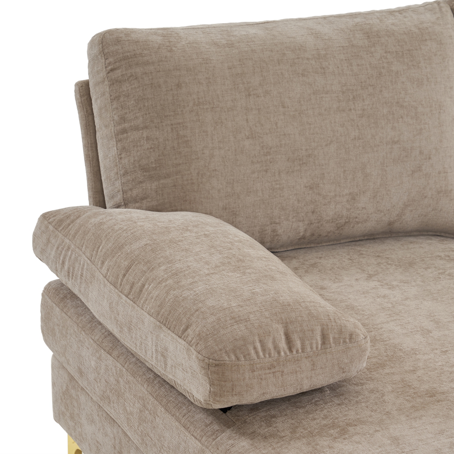 Karl Home 110 in. U-shaped Chenille Sectionals in Kakhi